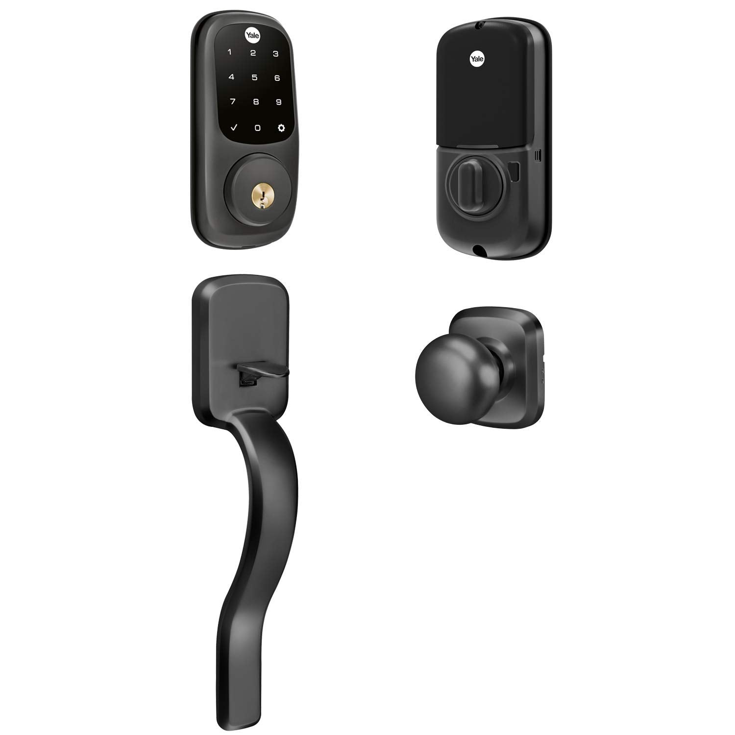 Yale Security Assure Lock Touchscreen With Z-Wave With Ridgefield Handleset - Works With Ring Alarm, Samsung Smartthings, Wink, Adt And More, Black