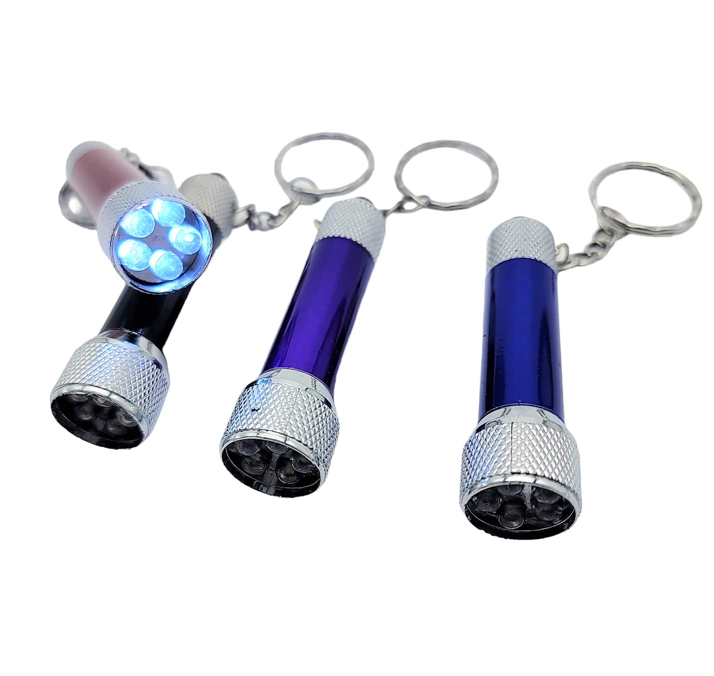 Zugar Land 2.5" Flashlight Keychain (8 Pack) 5 Led Lights Bright Flash Light. Great Party Favor. Batteries Installed. (8)