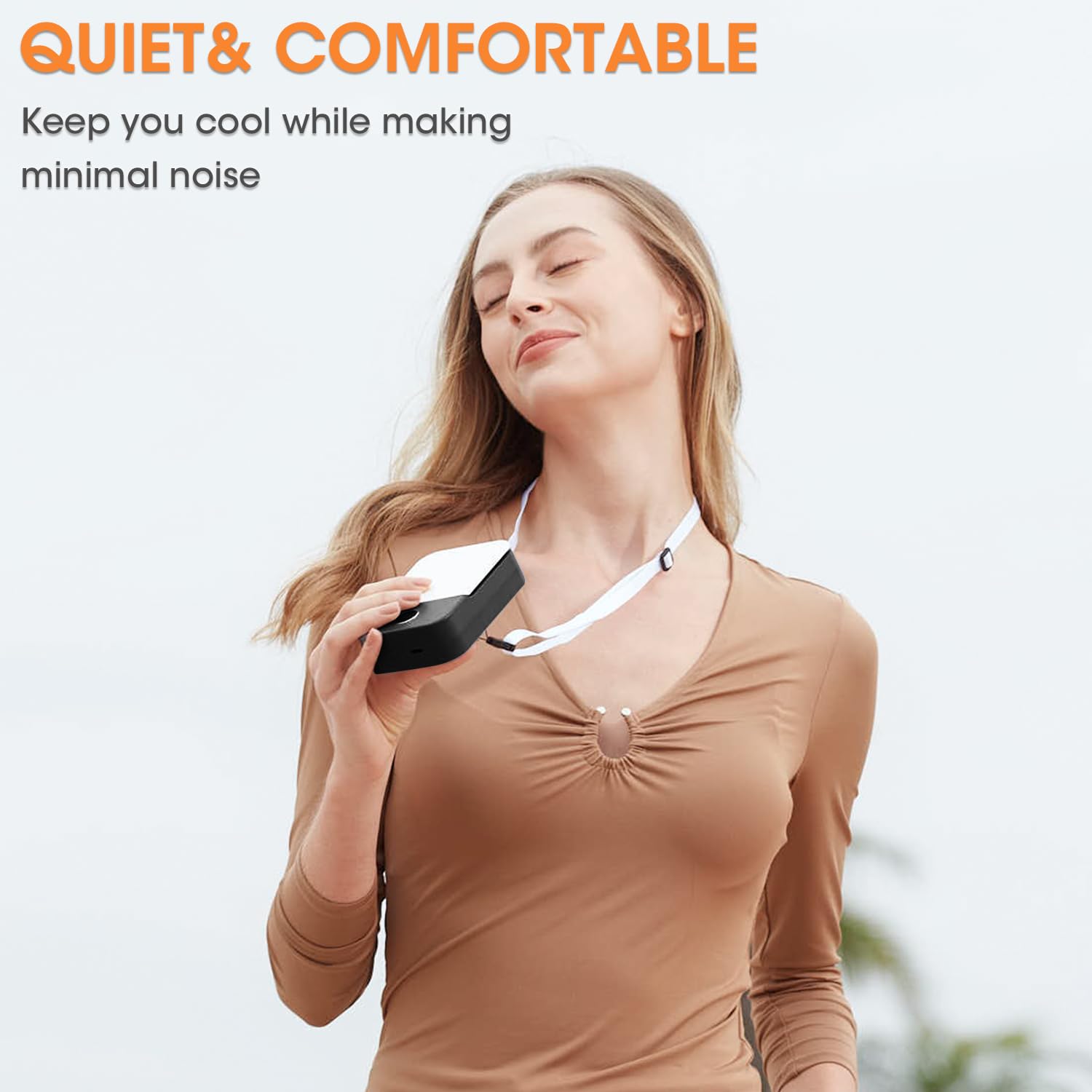 Andwing neck fan, rechargeable with 3 adjustable speeds, mini size with waist clip for hands-free cooling