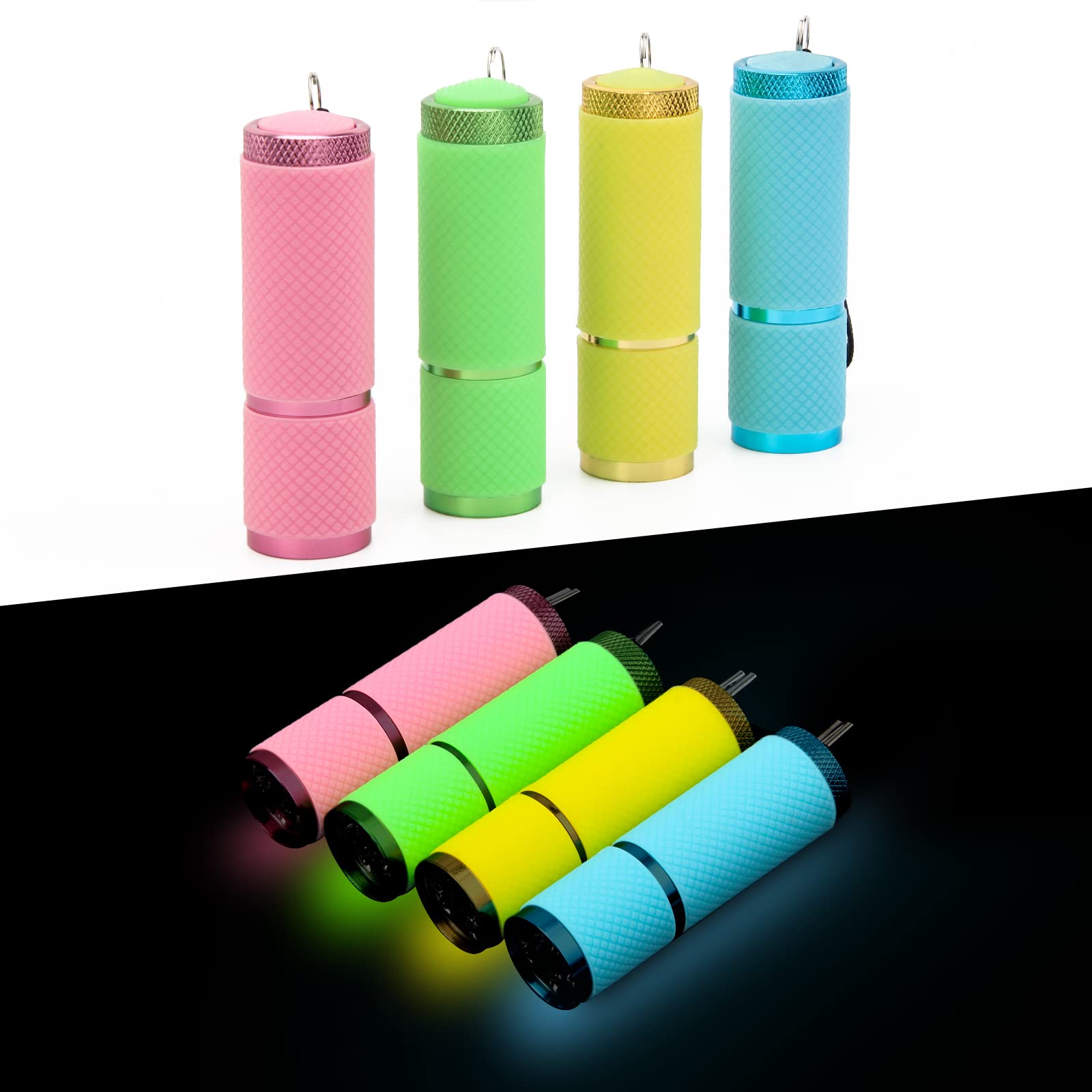 Ahier 9 Led Glow In Dark Flashlights, Rubber Coated Small Flashlights With Straps, Portable Handy Lights For Camping, Hiking, Indoor, Assorted Colors (4 Colors 8 Pcs)