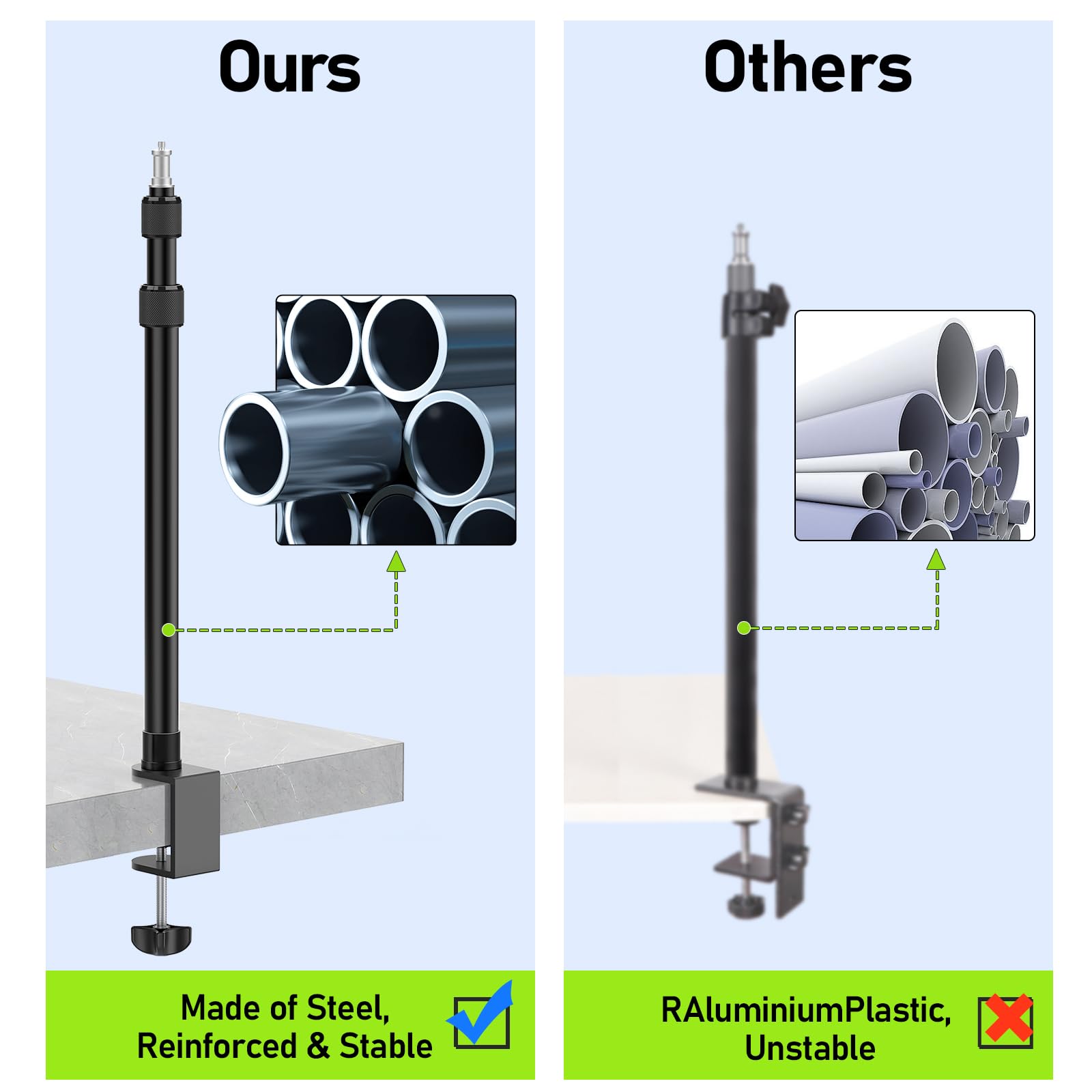 Altson 2 Pack Camera Desk Mount With 1/4" 3/8" Screws Ball Head Camera,17-41" Desk Camera Mount, Adjustable Aluminum Desktop Light Stand, For Dslr Camera, Ring Light