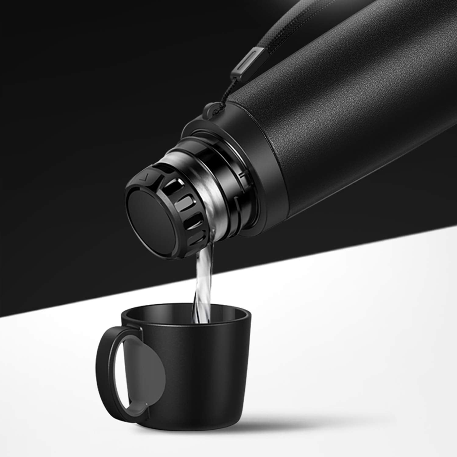 Coffee Travel Mug Vacuum Insulated Thermal Water Bottle Build-In Lid Cup Stainless Steel Leak Proof