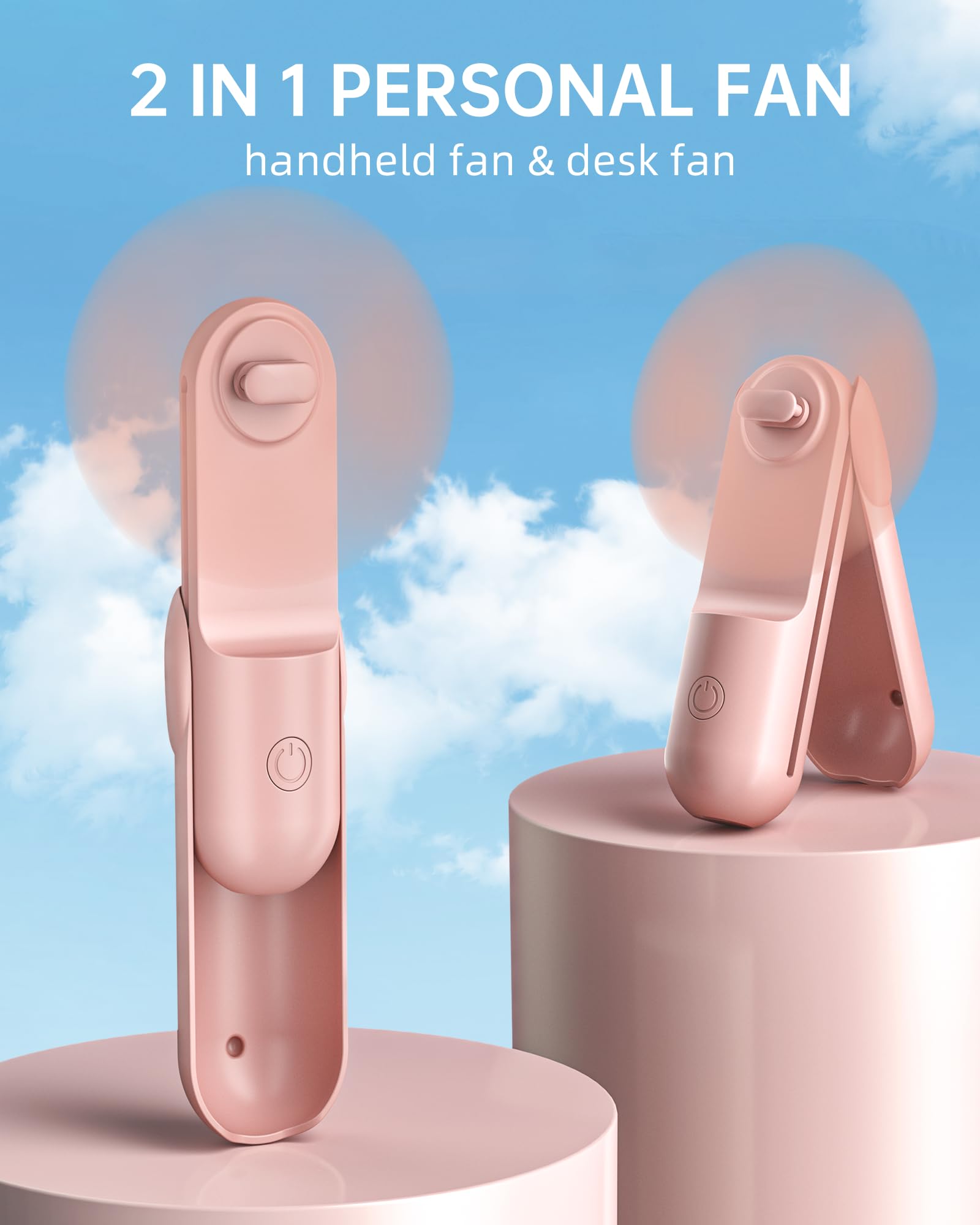 Portable Mini Handheld Fan For Women & Girls,1800Mah Usb Rechargeable, Ultra Quiet, 12H Runtime