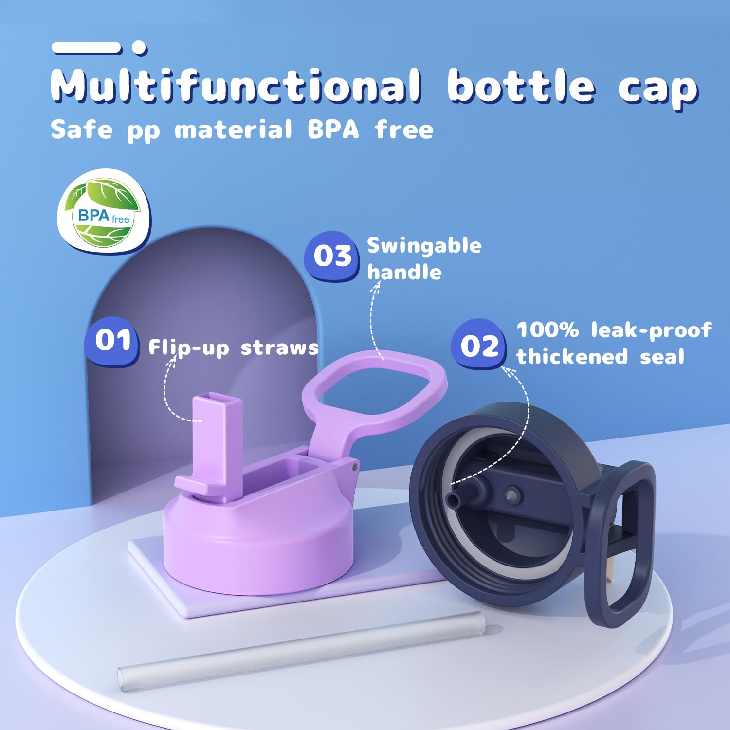 Kids Water Bottle, 2-Pack 16Oz Water Bottles With Stickers And Straw, Stainless Steel Vacuum