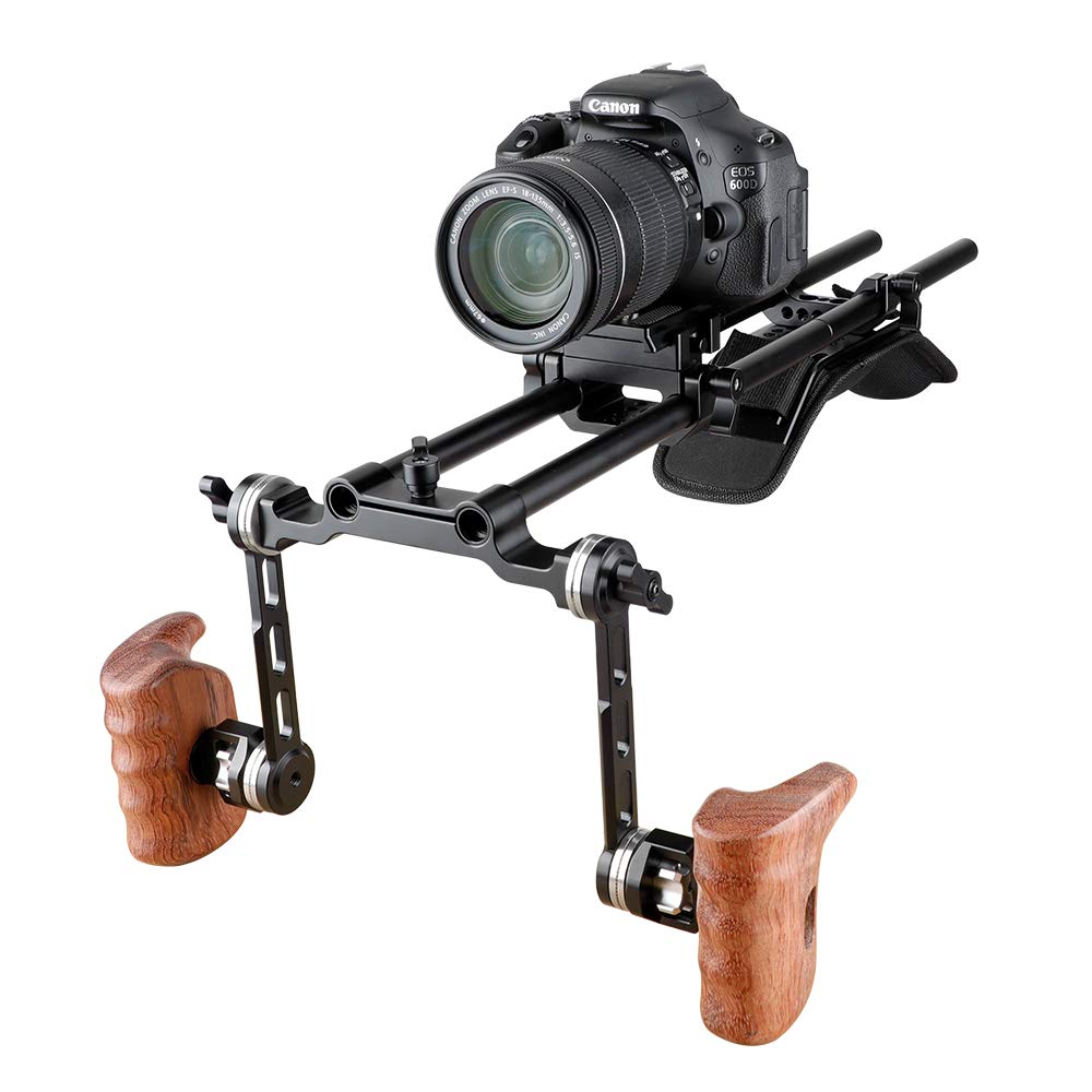 Camvate Wooden Handle Grip With M6 Rosette Mount For Camera Cage Rig (Left Hand) - 1977