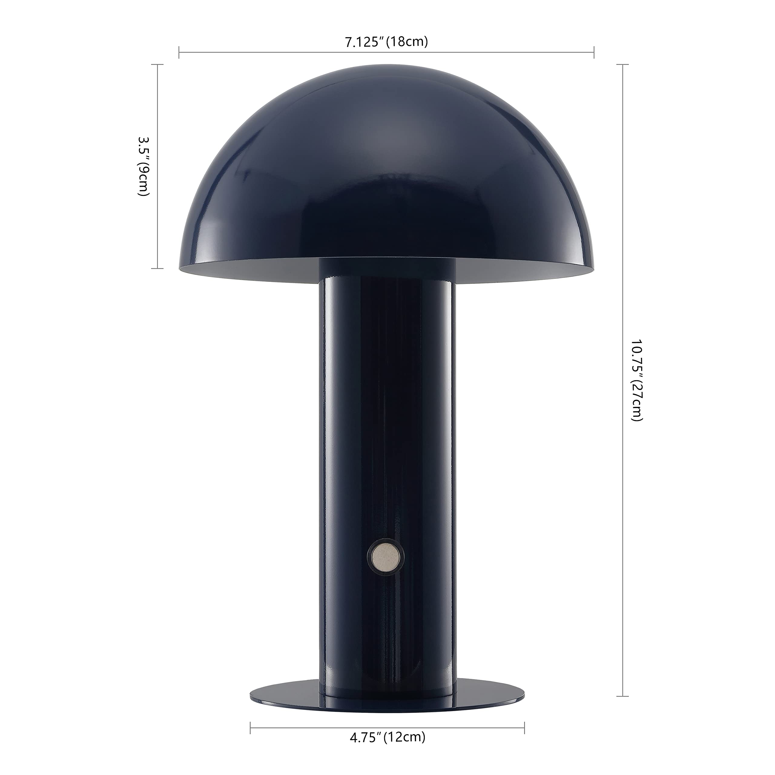 Jonathan Y Jyl7115E Boletus 10.75" Contemporary Bohemian Rechargeable/Cordless Portable Iron Integrated Led Mushroom Table Lamp Modern, Coastal Bedside Desk Nightstand Lamp, Navy