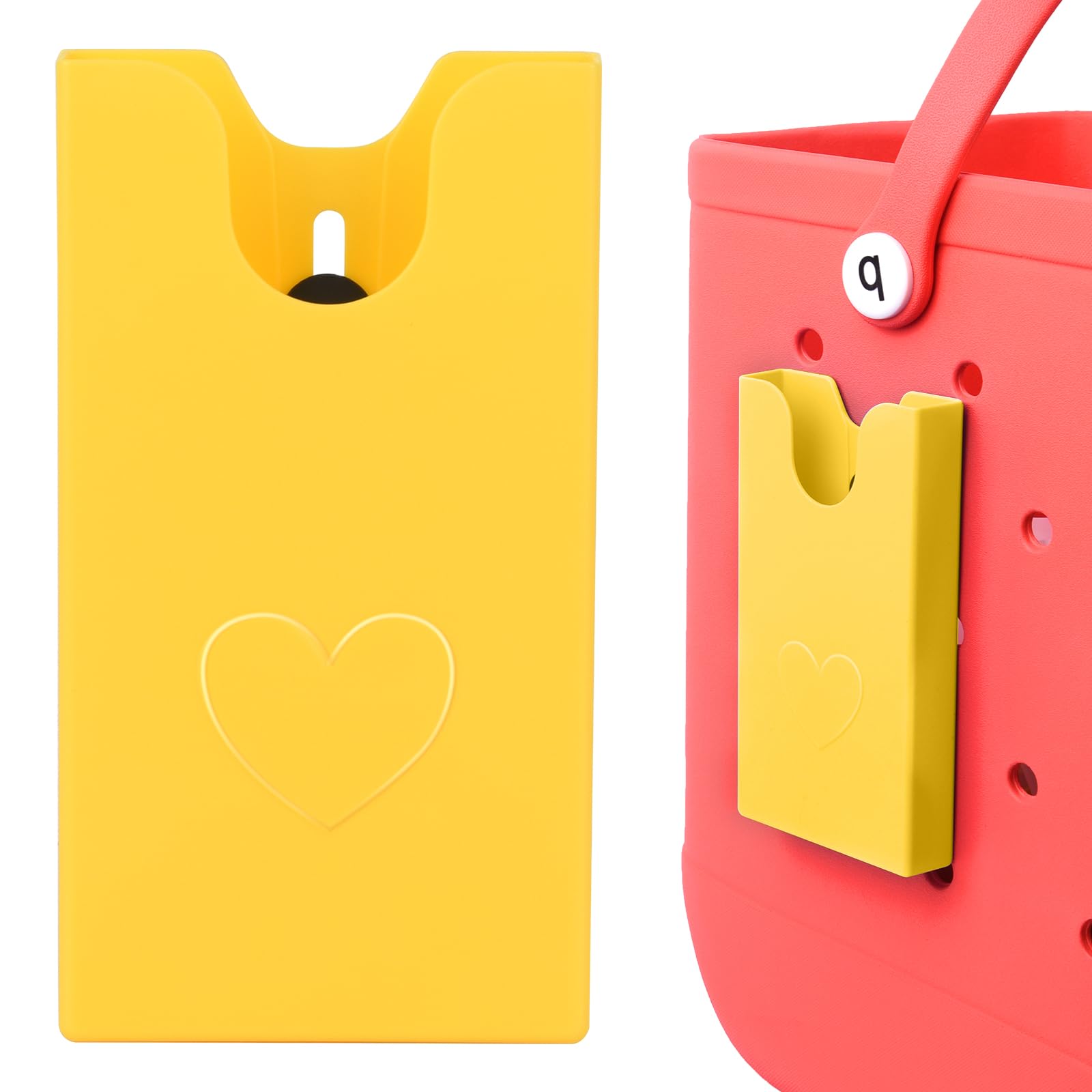 Raymall Phone Holder For Bogg Bag Accessories, Universal Hard Abs Plastic, Suitable For Xl/L Simple Modern And Xl/L Bogg Bag, Phone Case Holder For Beach Tote Yellow