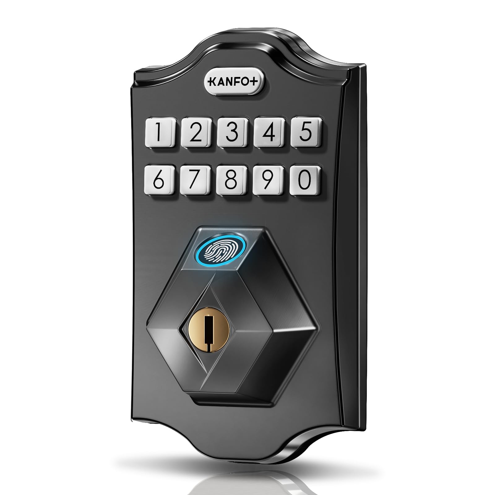 Kanfox Ks2 Fingerprint Door Lock, Keyless Entry Deadbolt With Keypad, Smart Locks For Front Door, Auto Lock,Easy Installation,Matte Black