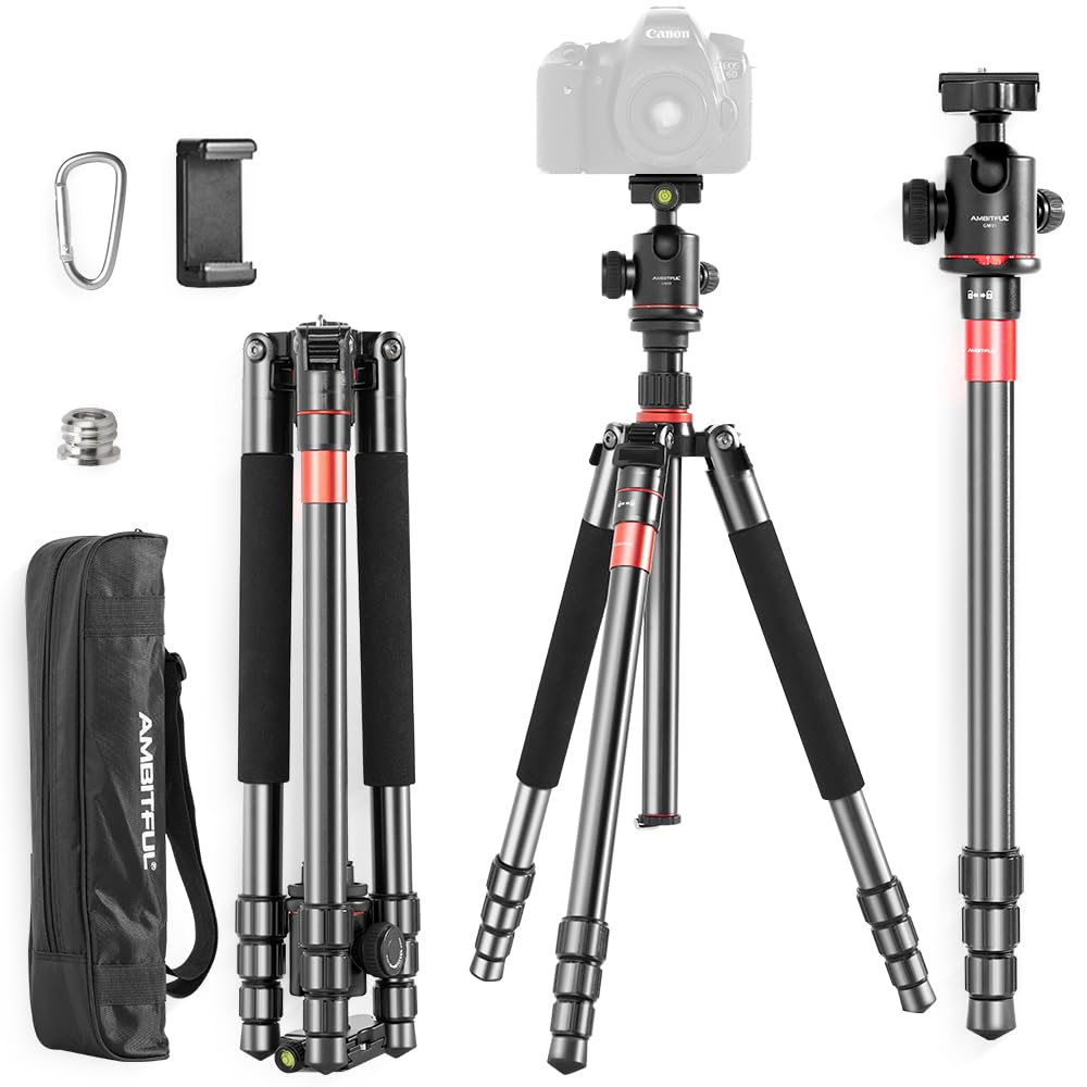 Ambitful Tripod For Camera,Camera Tripod,With Carring Bag,Quick Release Plate,Professional Video Travel Tripod For Canon Nikon Dslr Camera,Video Camcorder Gm01Kit