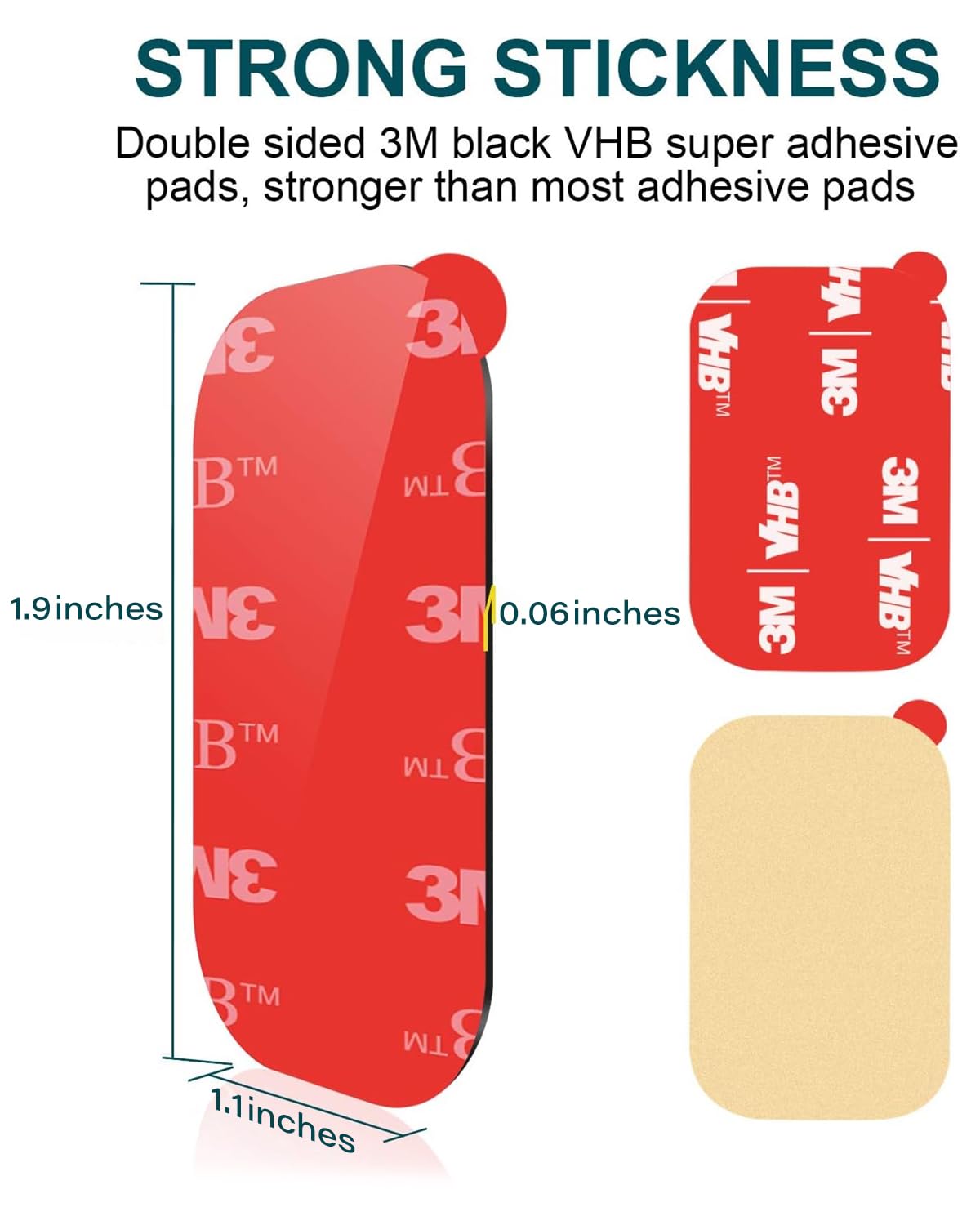 Apps2Car 3M Vhb Sticky Adhesive Pads Replacement Mounting Tape 4 Pcs, Dashboard Sticker Pads For Magnetic Phone Car Mount,Car Mount Adhesive,Double Sided 3M Adhesive Pads,Car Mount Sticker Tapes