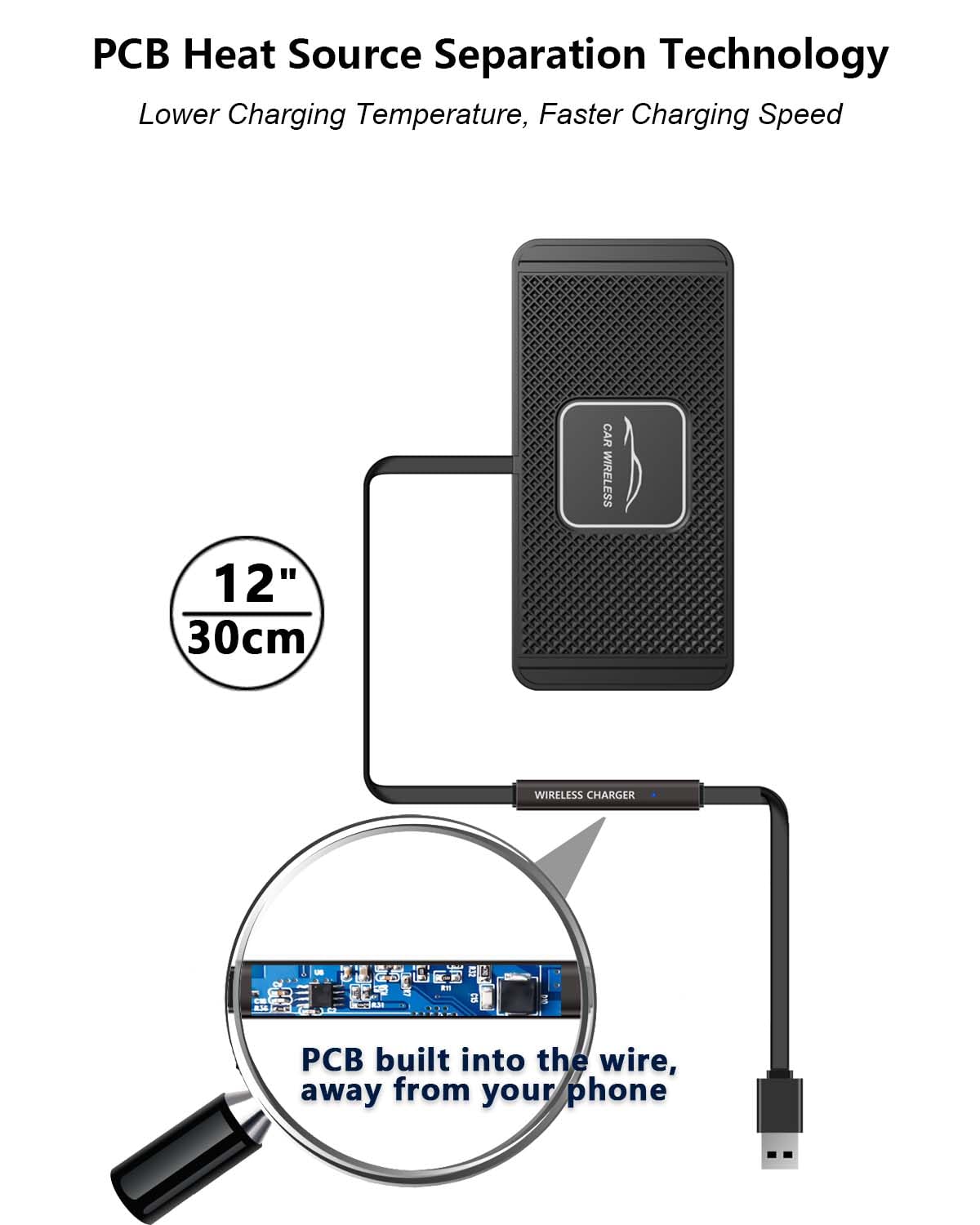 Tasumato Wireless Car Charger Qi Charging Pad Fast 15W 10W 7.5W Quick Charge Adapter For Iphone 14 13 12 Mini 11 Pro Max 8 Plus X Xr Xs Airpods Lg Samsung Note Galaxy Buds S9 S10 S20 S21 S22 S23 Android Phones