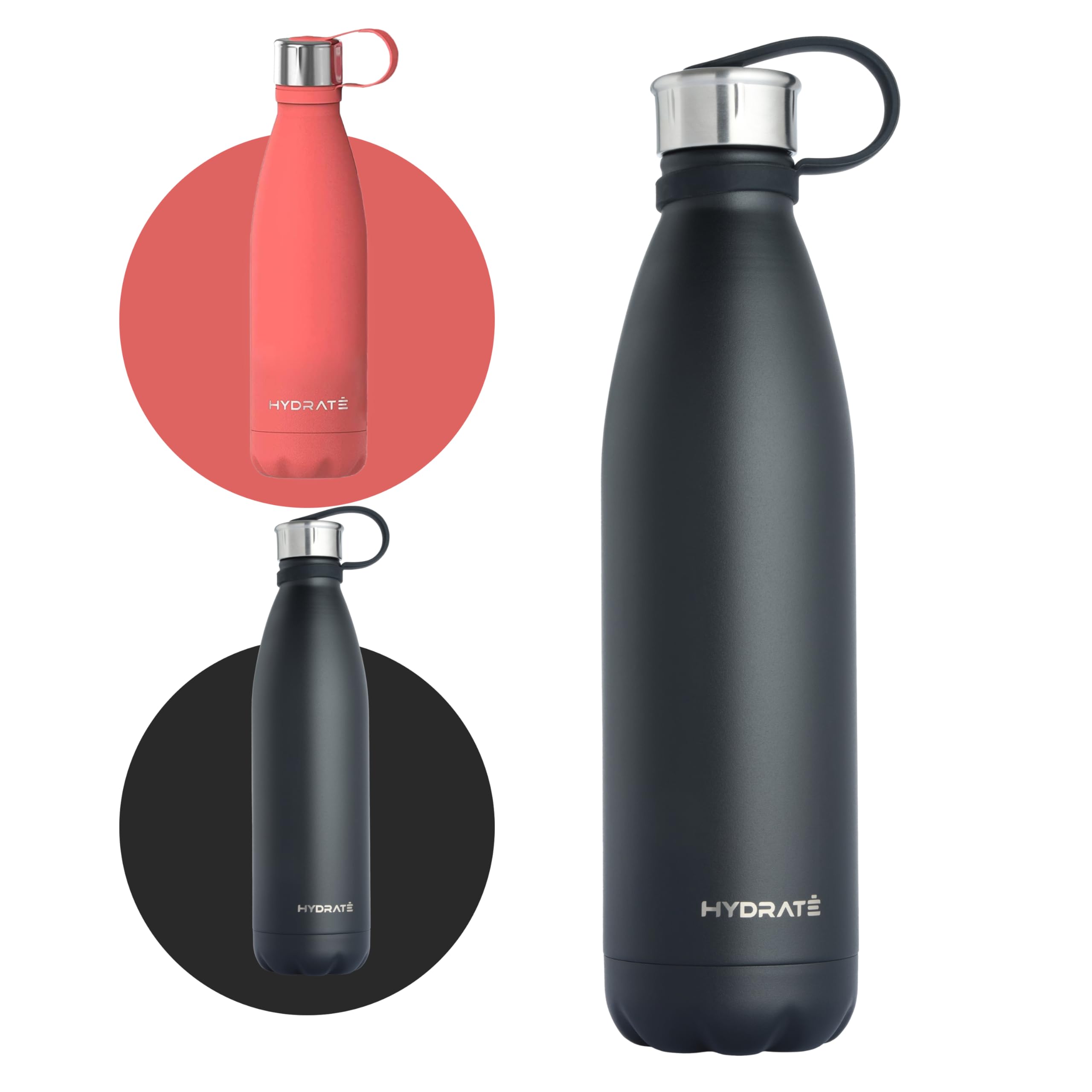 Hydrate Super Insulated Stainless Steel Water Bottle - 17Oz - Carbon Black