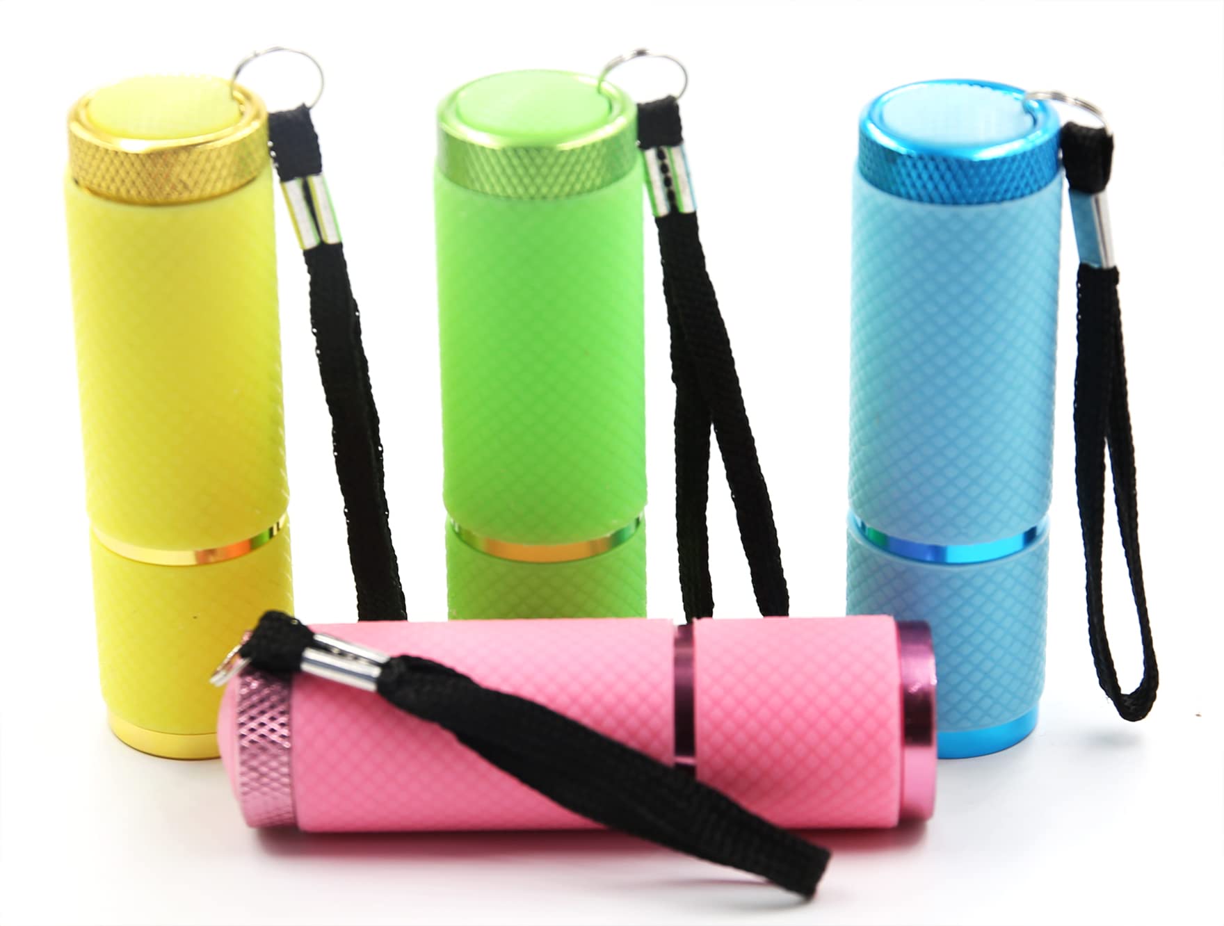 Dafuriet 4 Pack Mini Flashlights, 9 Led Glow-In-The-Dark Aluminum Lights With Straps – Perfect For Camping, Hiking, And Emergency