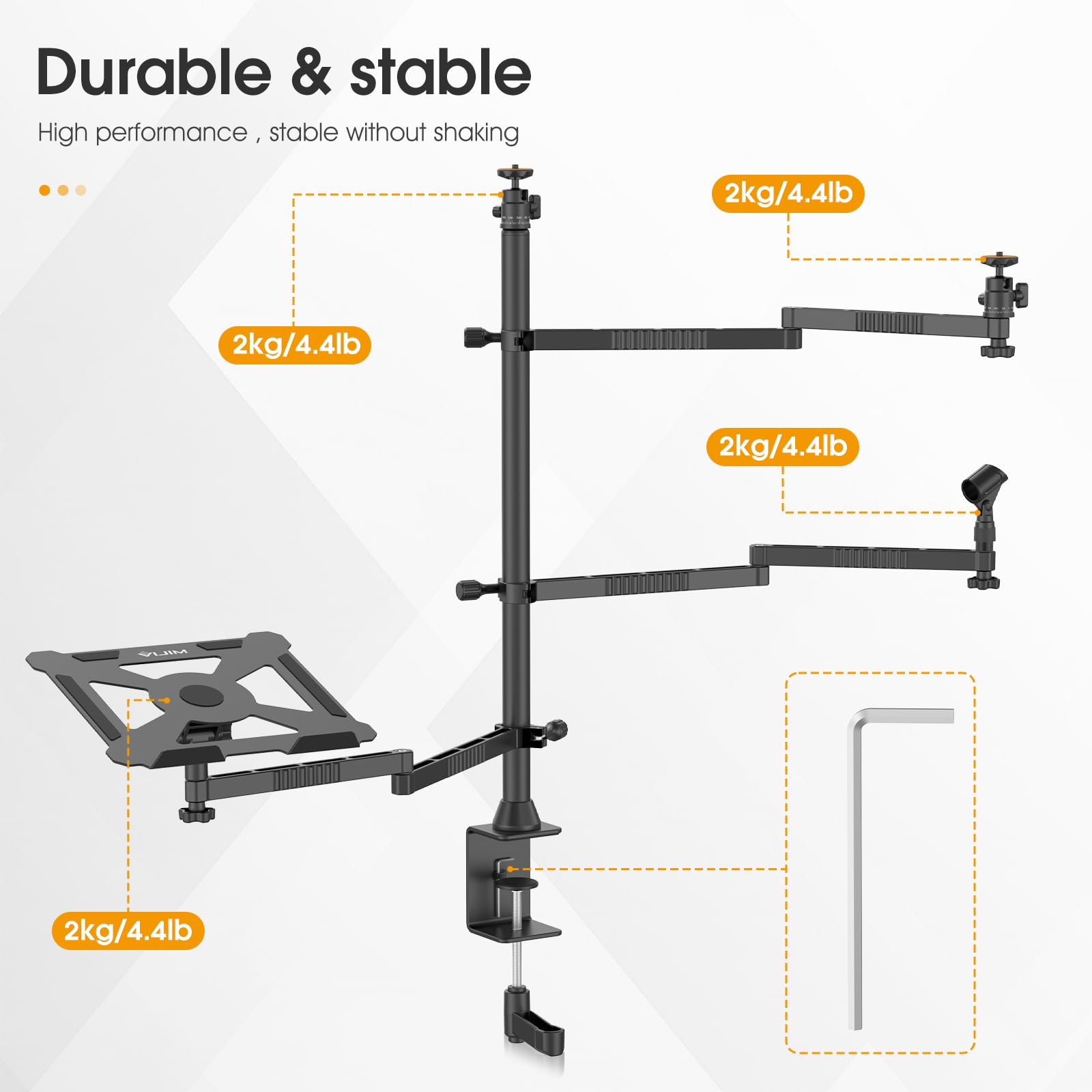 Vijim Ulanzi Broadcast Boom Arm,Ls23 Camera Desk Mount Stand With Flexible Arm,Overhead Camera Mount, Microphone Boom Arm For Blue Yeti Nano, Podcast Kit For Ring Light/Dslr Camera/Webcam/Panel Light