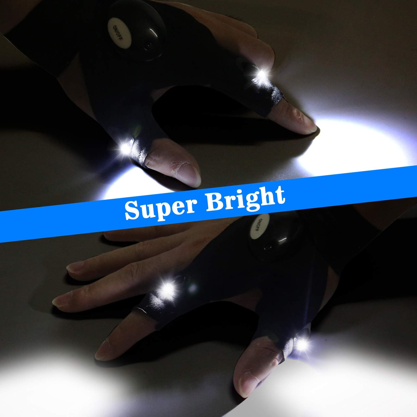 Moipejo Led Flashlight Gloves,  For Men Him Boyfriend Husband, Cool Gadget Finger Lights Waterproof For Camping Fishing Repairing, Fathers Day Christmas Birthday