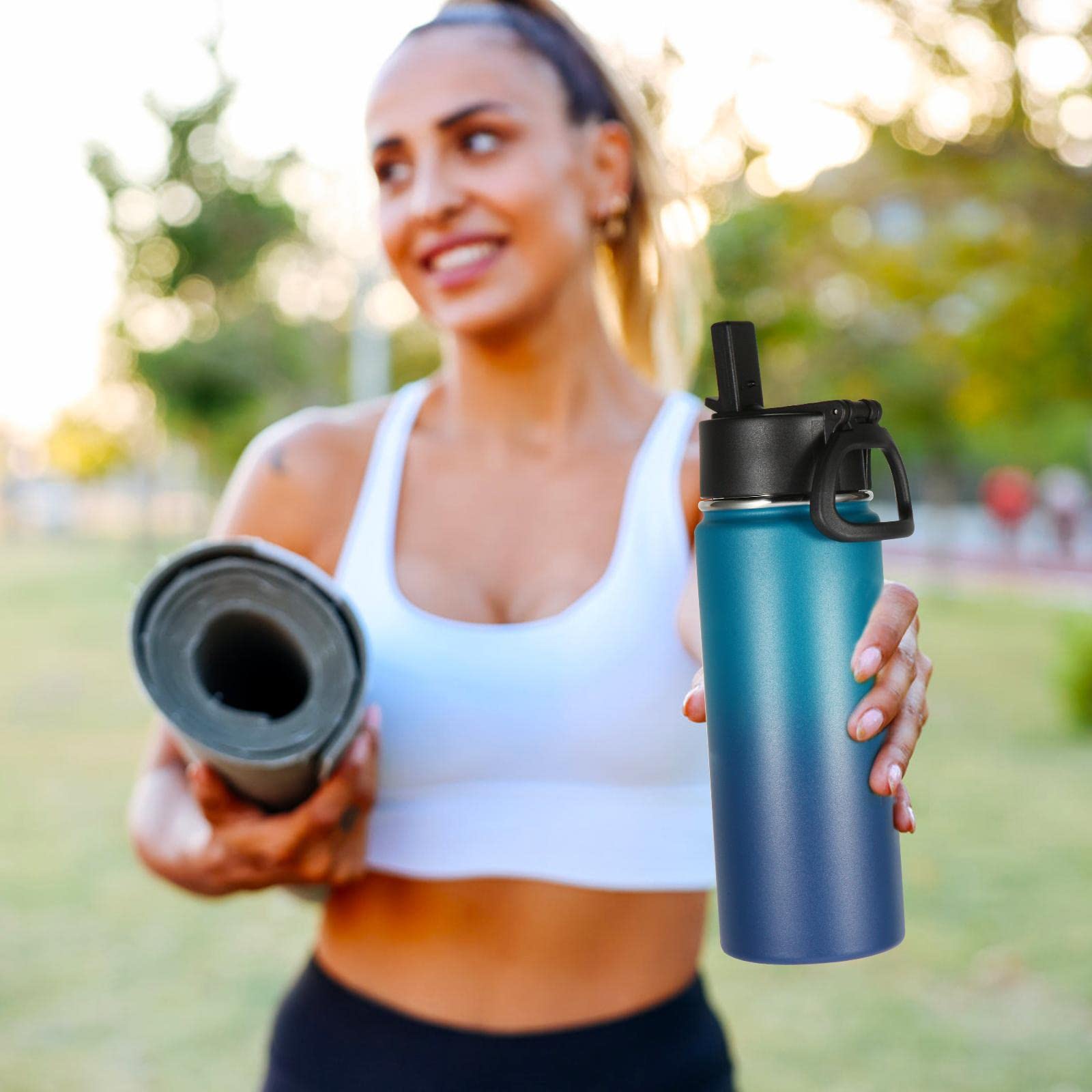 Volhoply 18Oz Insulated Water Bottle Bulk 8 Pack,Kids Stainless Steel Water Bottles With Straw Lid