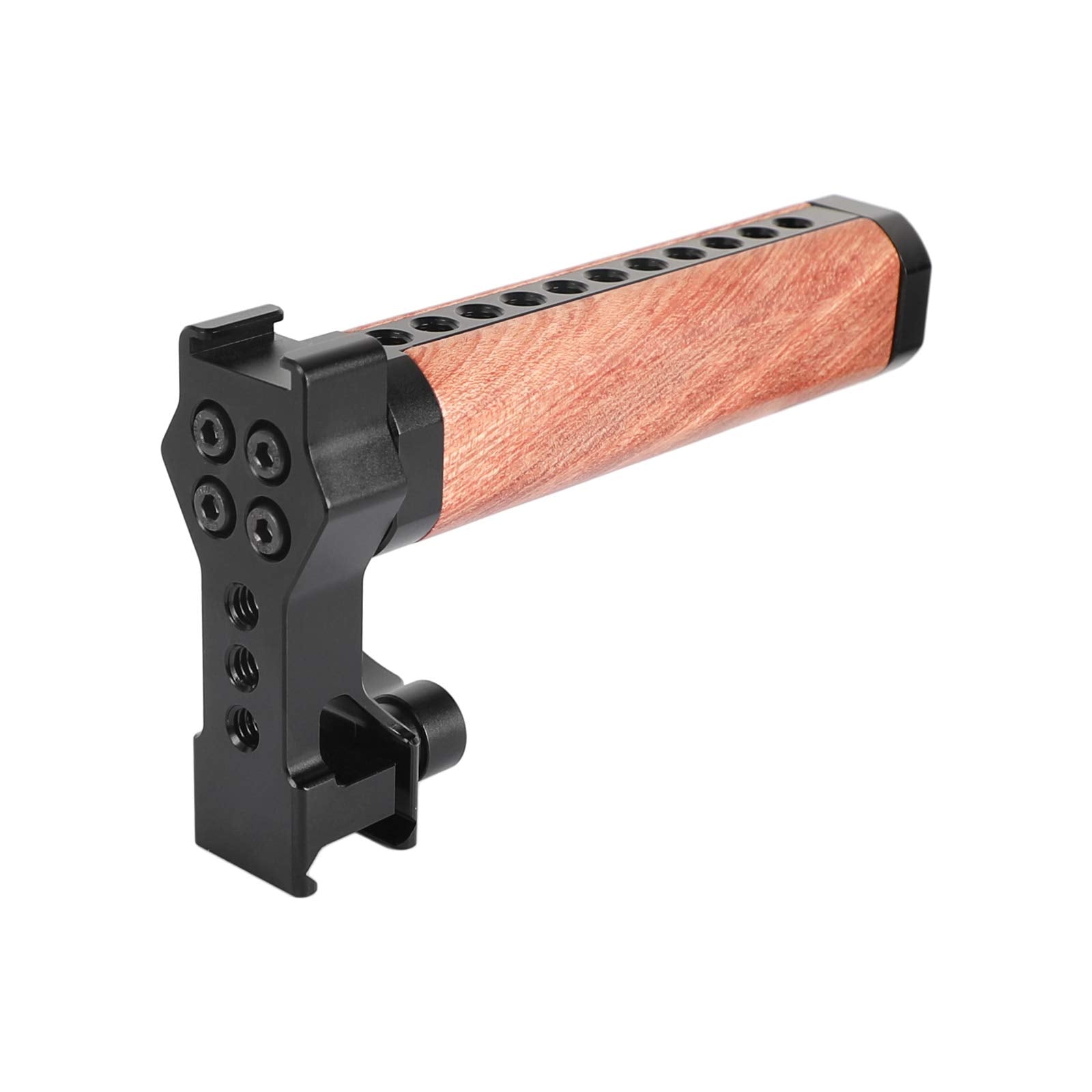 Camvate Wooden Top Handle Grip With Quick Release Nato Clamp And 70Mm Nato Safety Rail For Dslr Camera Cage Rigc - 2599