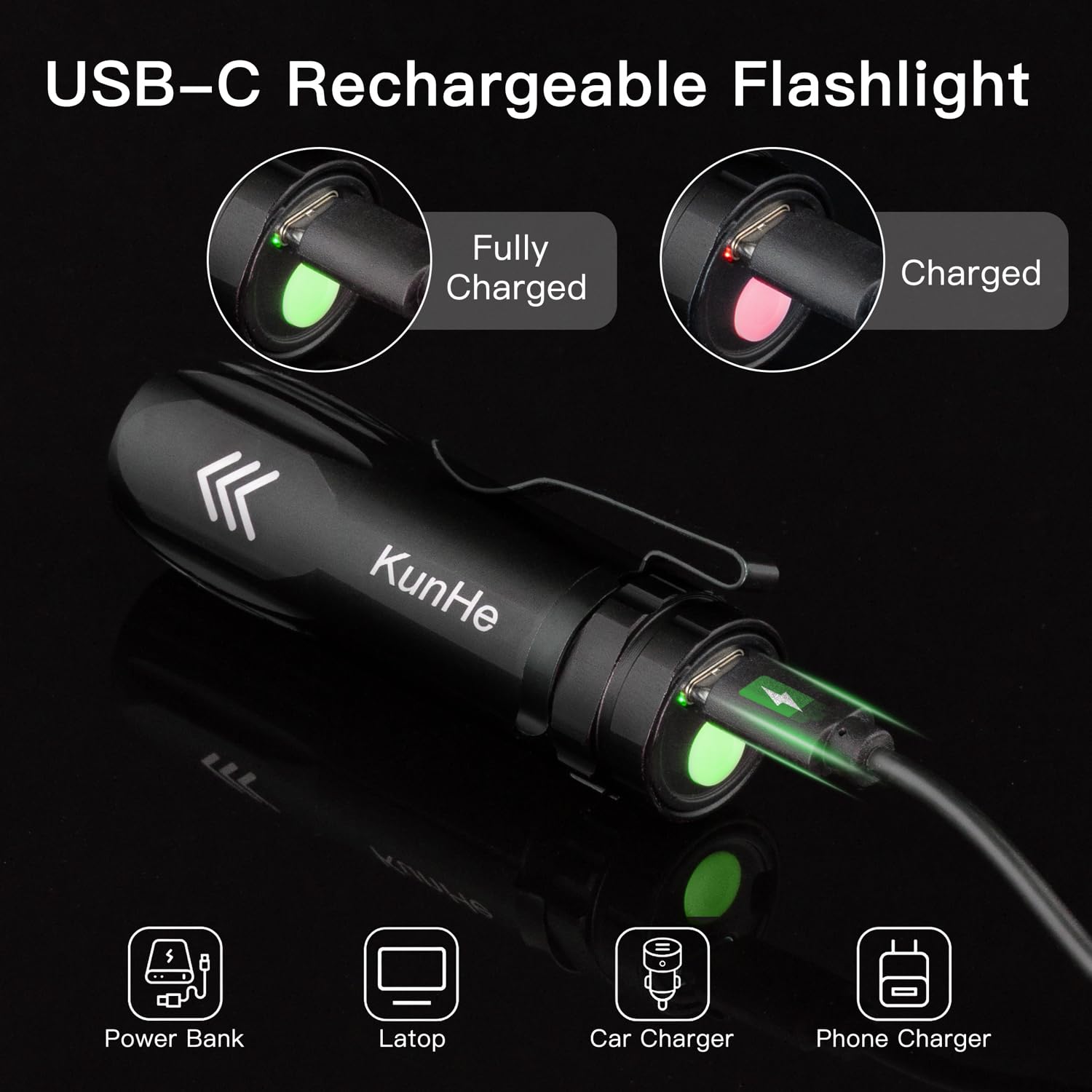 Kunhe Small Rechargeable Flashlights Mini Led Pocket Flashlight Battery Operated Bulk Flash Light Clip For Home Edc Stocking Stuffers For Men Adults 5 Pack