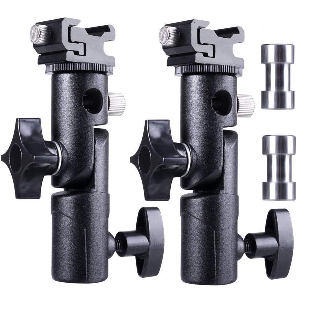 Fotyrig Camera Speedlite Flash Stand Bracket Umbrella Mount Holder Shoe Mount Compatible With Nikon Pentax Olympus Nissin Metz And Other Speedlite Flashes E Type-2 Pack