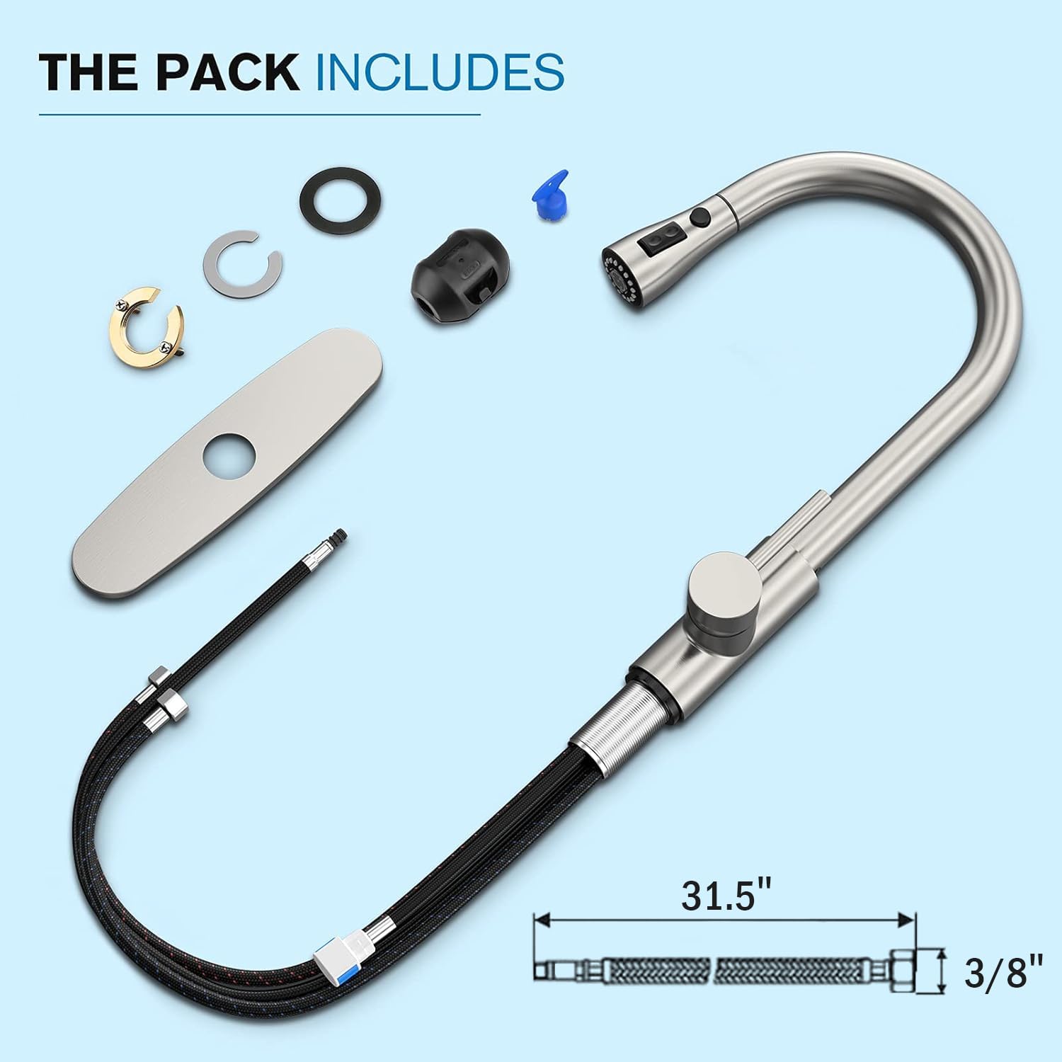 Ifaucet Kitchen Faucets, Kitchen Faucet With Pull Down Sprayer, High Arc Single Handle Kitchen Sink Faucet With Water Lines, Brushed Nickel Kitchen Faucet With Sprayer, Rv Sink Faucets