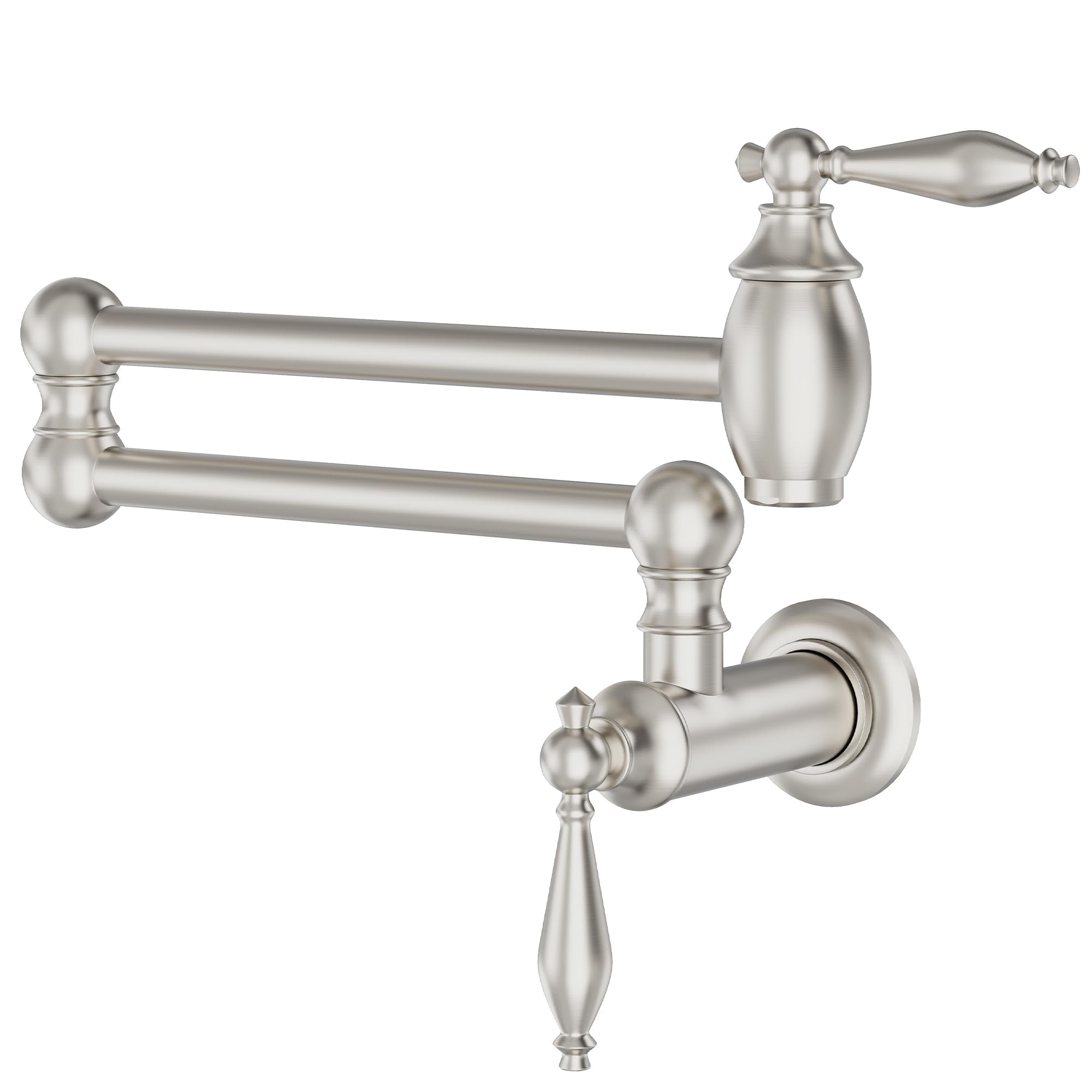 Gimili Pot Filler Brushed Nickel Kitchen Sink Pot Filler Faucet Wall Mount Kitchen Faucets Over Stove Faucet Brass Folding Faucet With Double Joint Swing Arms