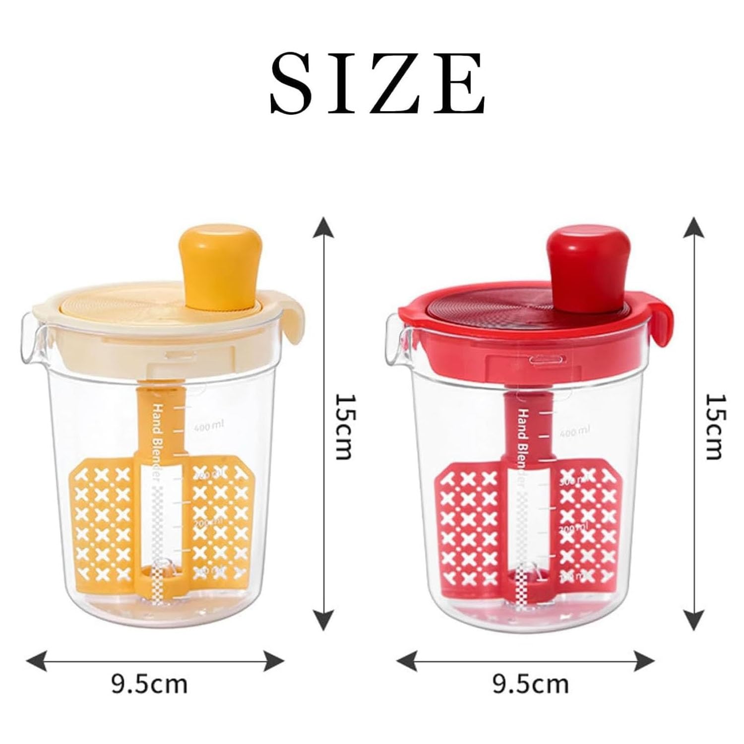 Beifengh Manual Egg Mixing Cup With Scale, Hand Blender, Salad Dressing Mixer Household Seasoning Mixer Hand Blender, Garlic Soy Sauce Mixing, Diy Homemade Dipping Sauce Kitchen Manual Mixing Tool(Red2)