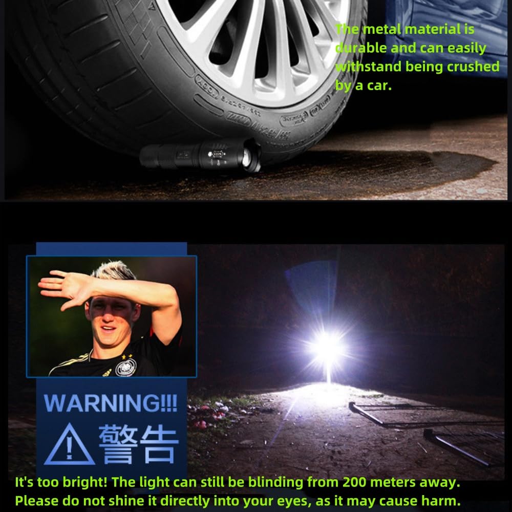 Xixiyang Led Adjustable Focus Flashlight, High Lumens Flash Light, Battery Powered, Portable, Waterproof, Multifunctional, Flashlight For Emergencies, Camping, Travel, Hiking, Car, Home