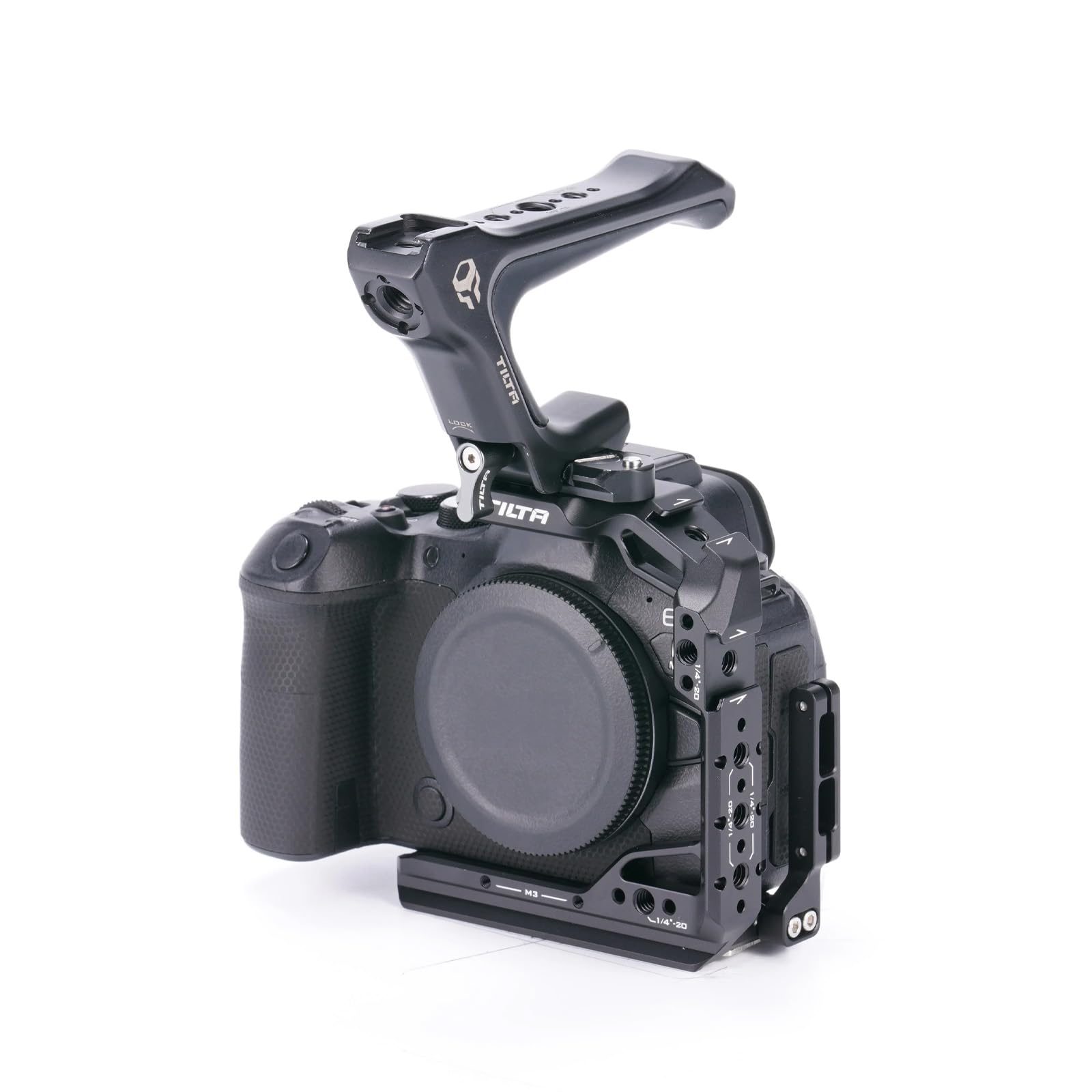 Tilta Lightweight Kit Compatible With Canon R6 Mark Ii, Half Cage With Mount Accessorioes Via Nato Rail, Cold Shoe, And 1/4"-20 Threads With Locating Pins Ta-T45-B (Black)