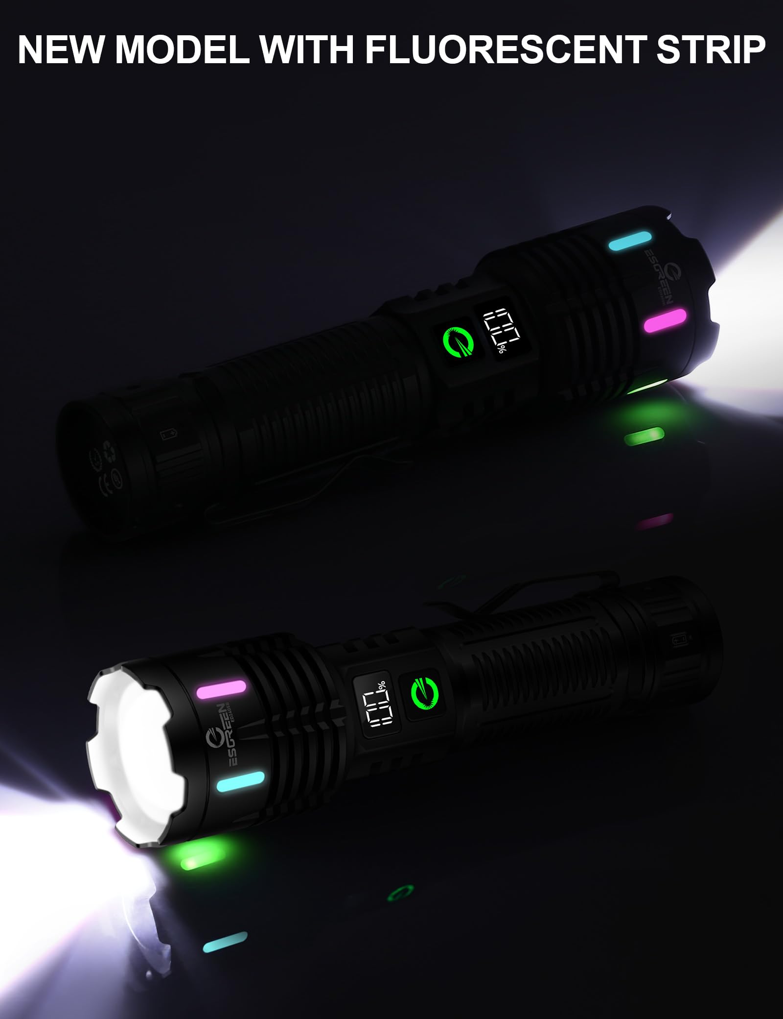 Esgreen 2 Pack Rechargeable Flashlights 1000000 High Lumens, Long Range Super Bright Led Flashlight Usb C, High Powerd Heavy Duty Strong Flash Light High Beam, For Emergency Security Camping