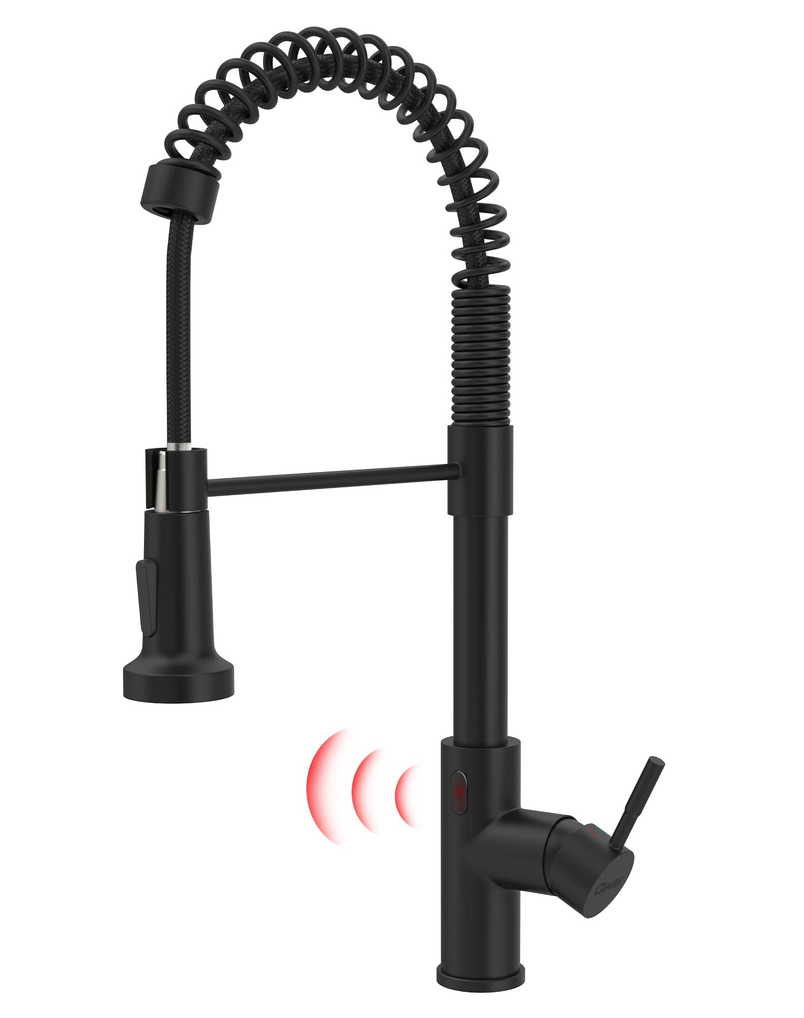 Gimili Matte Black Touchless Kitchen Faucet Motion Sensor Activated Smart Hands Kitchen Faucets With Pull Down Sprayer Single Handle Spring Kitchen Sink Faucet