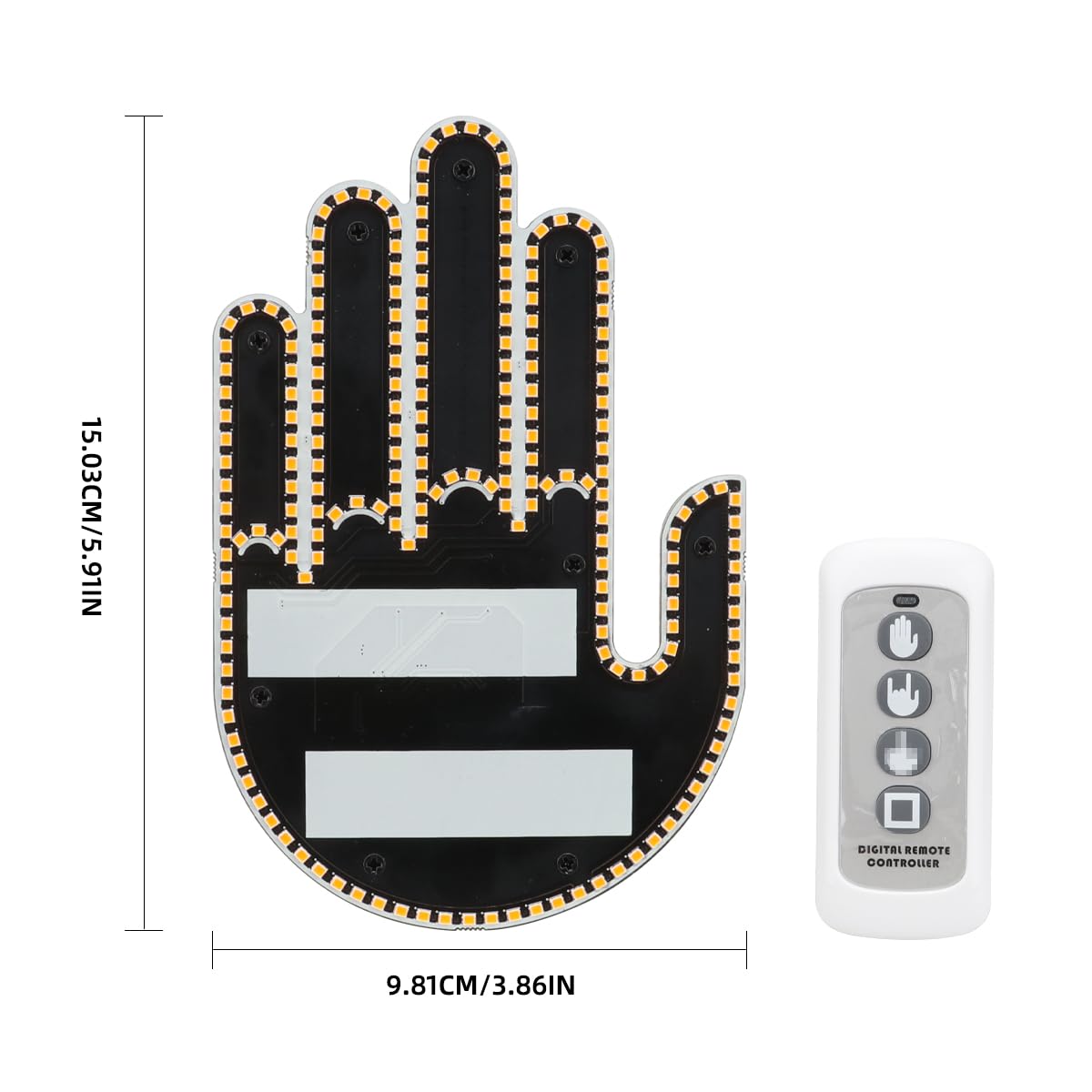 Zcchesong Gesture Led Finger Lights With Remote Control,Wireless Battery Powered Gesture Hand Light For Car Road Mate Hand Adhesive Backed Velcro Installation Hand Light For Car Window