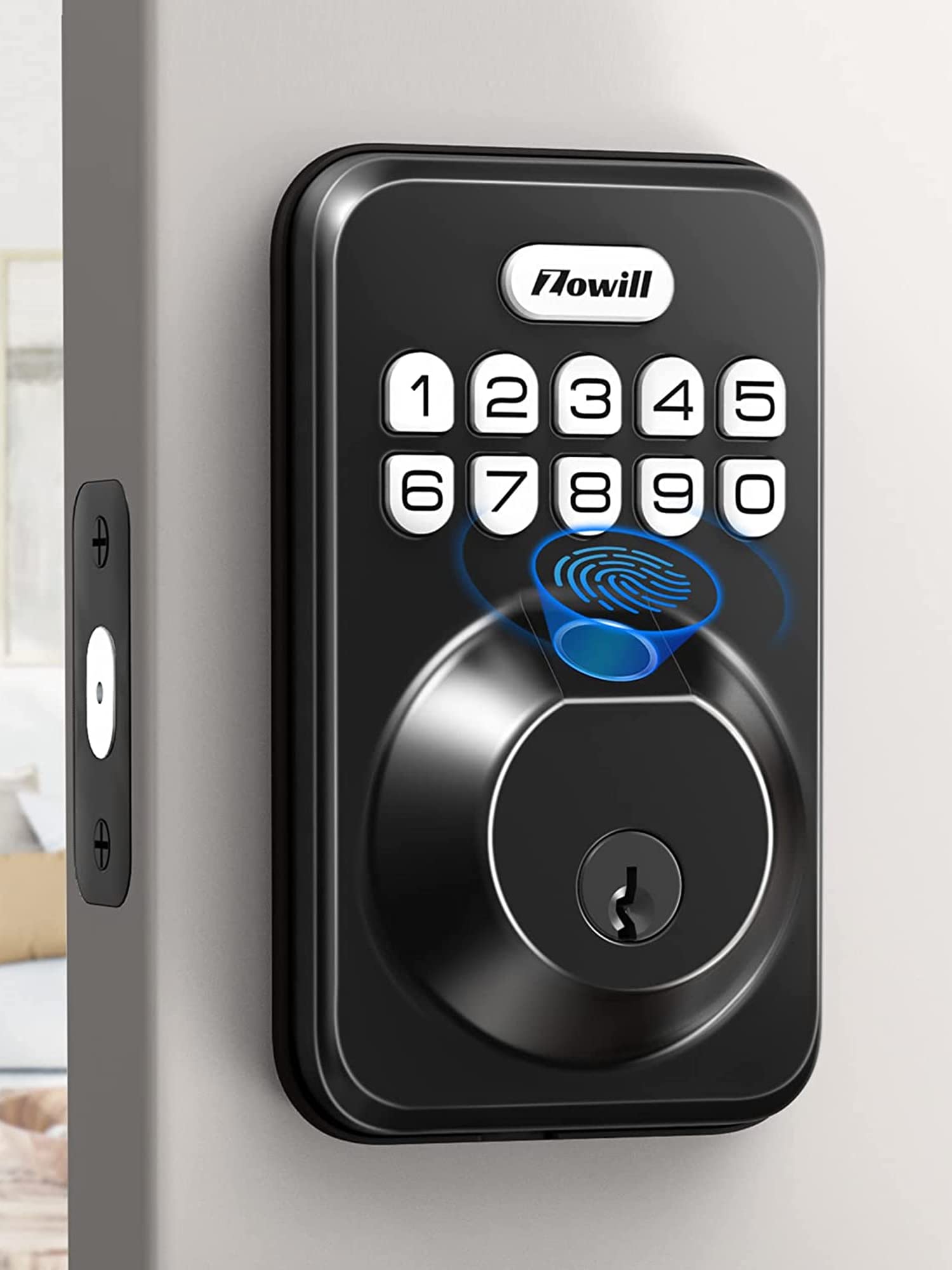 Zowill Fingerprint Door Lock, Keyless Entry Lock Keypad Deadbolt With 20 Biometric Fingerprints, User Codes, Auto Anti-Peeping Password, Ip54 Waterproof, Easy Installation Smart