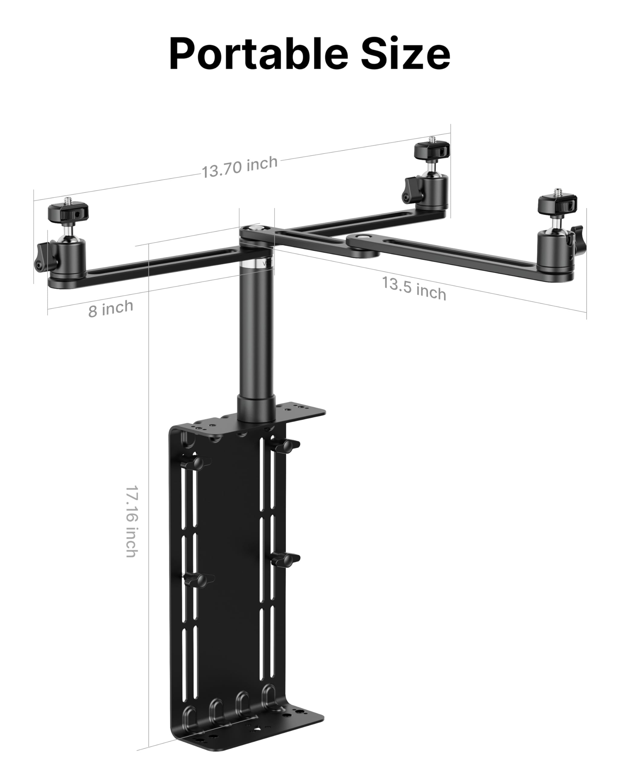 Ulanzi Vs01 Overhead Camera Mount Stand For Vesa Monitor, 1/4'' Universal Camera Mount Rig With Flexible Arms, 360 Ball Head Adjustable Holder For Video Recording Live Stream Dslr Mic Light