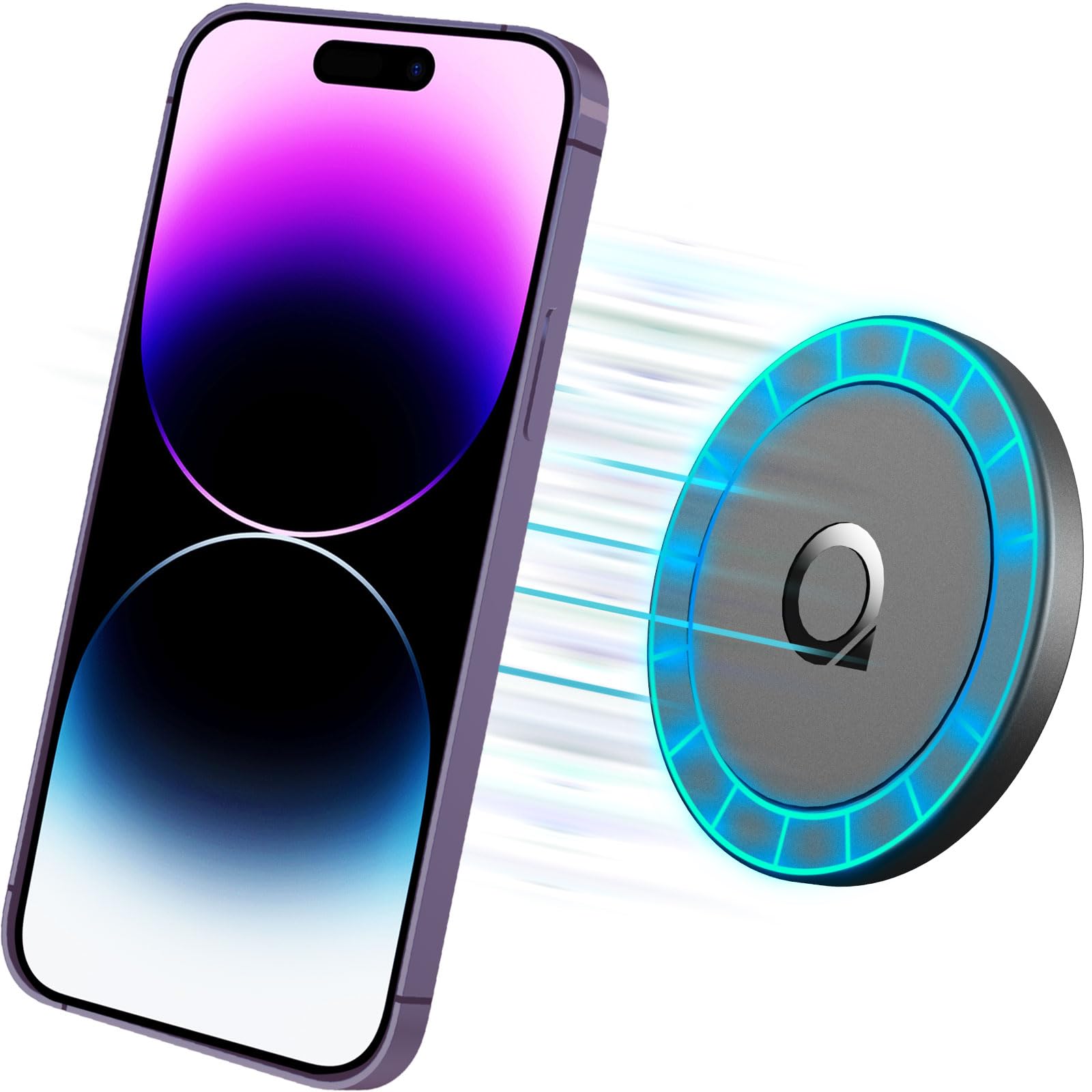 Quarble Sticky Magnetic Phone Mount Compatible With Magsafe 16 15 14 13 12 Pro Max Mini Car Mount And Wall Mount Soft Silicone Front