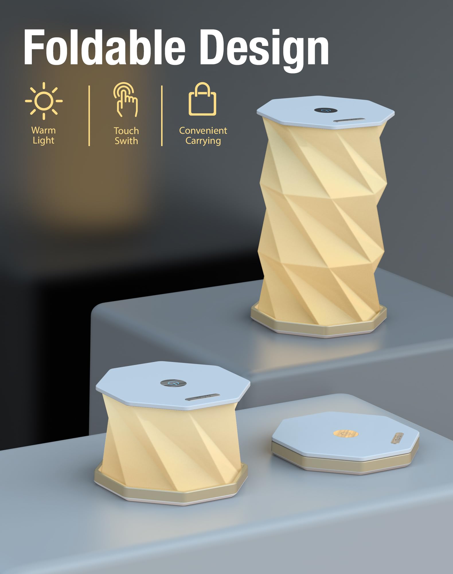 Zbole Teacher Appreciation - Thank You For Teachers, Portable Folding Table Lamp - Dimmable, Collapsible Paper Lantern For Camping, Emergency & Home Decor, For Women (White)