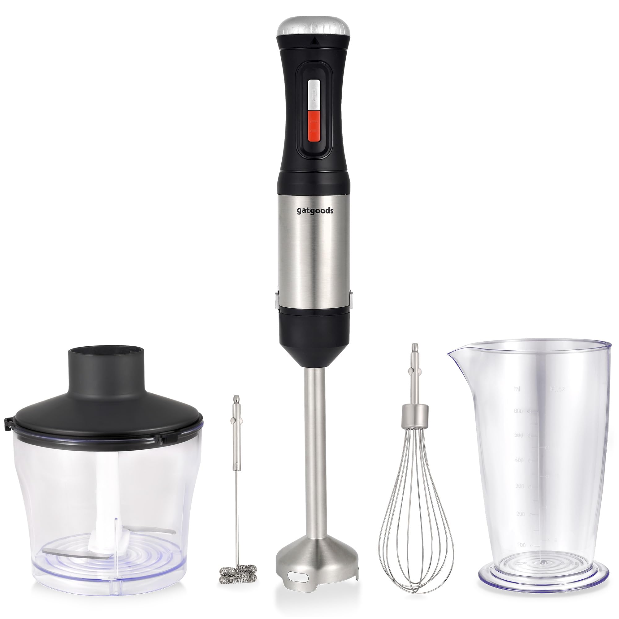 Gatgoods Immersion Blender Corded Hand Blender With Variable Speed, Turbo Mode & Attachments For Whisking, Chopping, Frothering, Pureeing & Emulsions