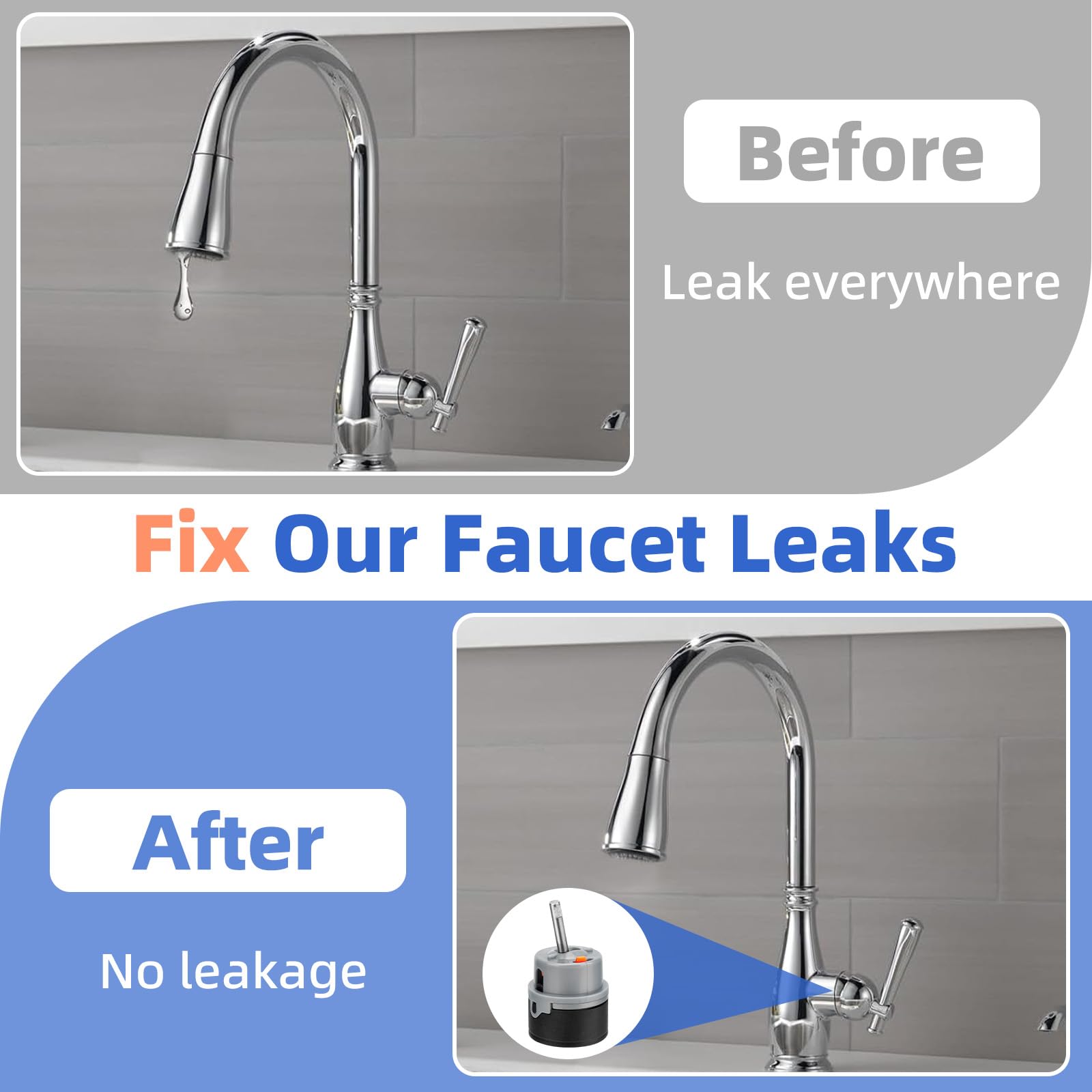 Apopip Rp50587 Cartridge Valve Replacement For Delta Single-Handle Kitchen And Lavatory Faucets, Fit For Diamond Seal Technology Models With 36 Mm Motion. Comes With Rp51503 Bonnet Nut