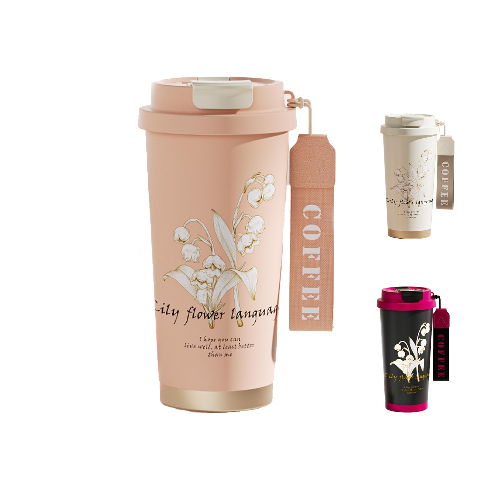 Dearart Beautiful Flower Insulated Water Bottle, Women Everyday Use, Direct Drinking Or Straw Use
