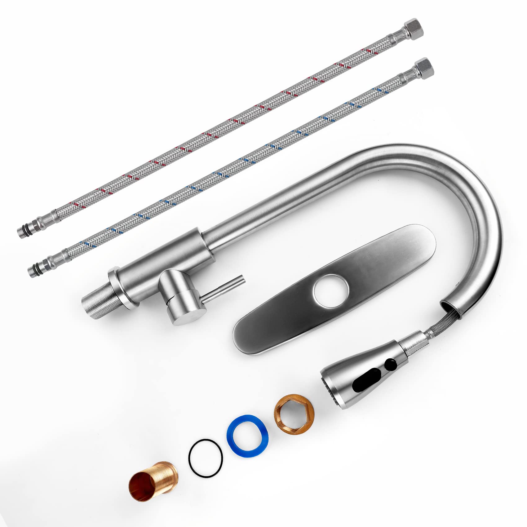 Hiokay Stainless Steel 304 Kitchen Sink Faucet With Pull Down Spray Outdoor Kitchens Faucets Out Extension Utility Farmhouse For Sinks 1 Hole,Single Handle Rent Apartment Dorm