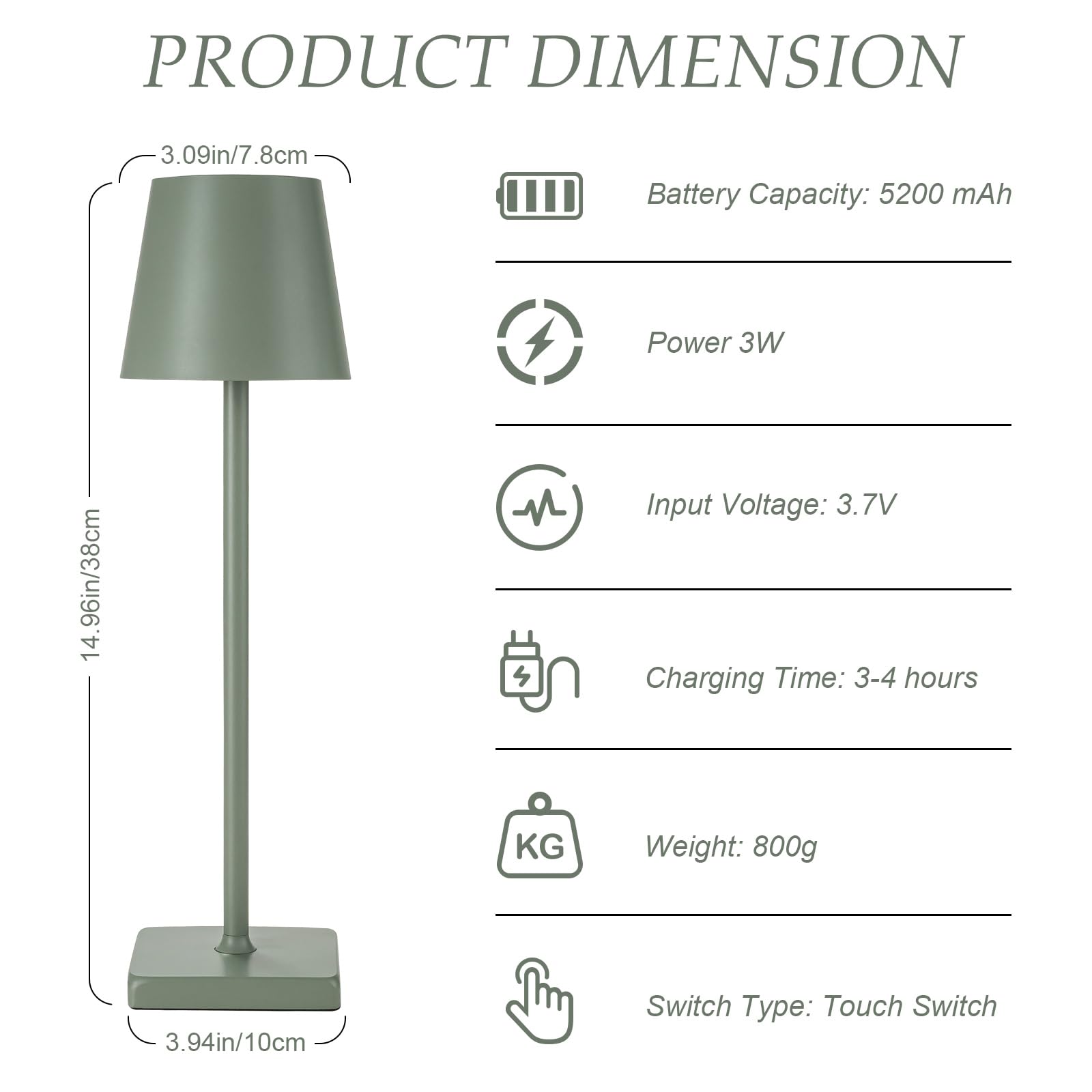 Hasun 2 Pack Cordless Table Lamp, Portable Led Desk Lamp, 5200Mah Battery Operated Lights, 3 Color Stepless Dimming Up, Night Light For Bedroom/Date/Bars/Cafe/Camping (Green 2Pack)