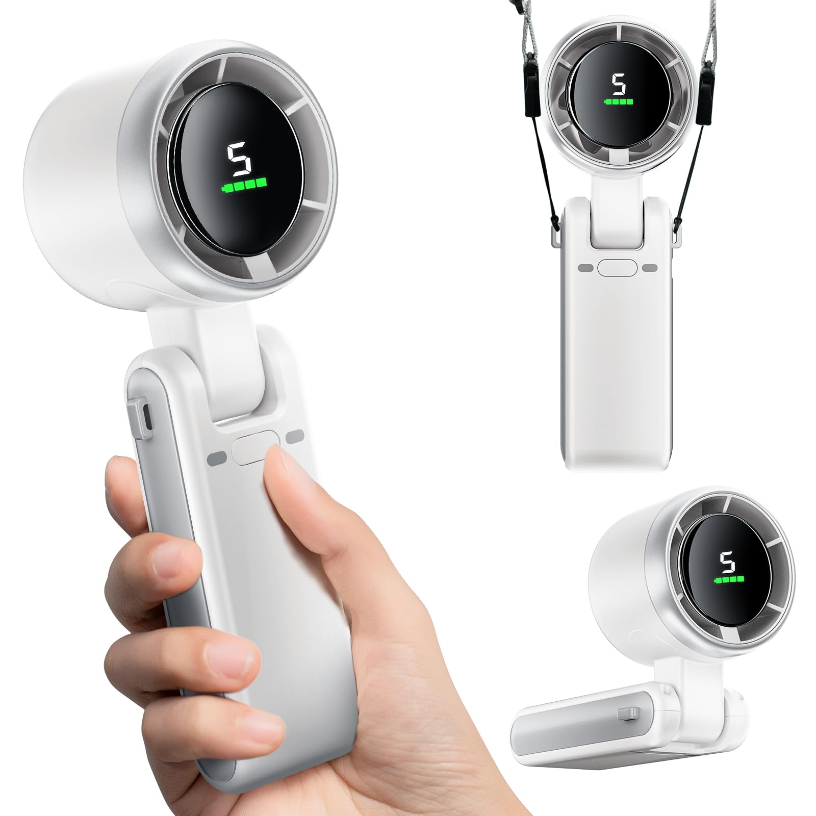 Portable Handheld Mini Fan, Foldable Powerful Winds Turbo Fan, 9000Mah Battery & 50000Rpm Speed, Usb - Koospark