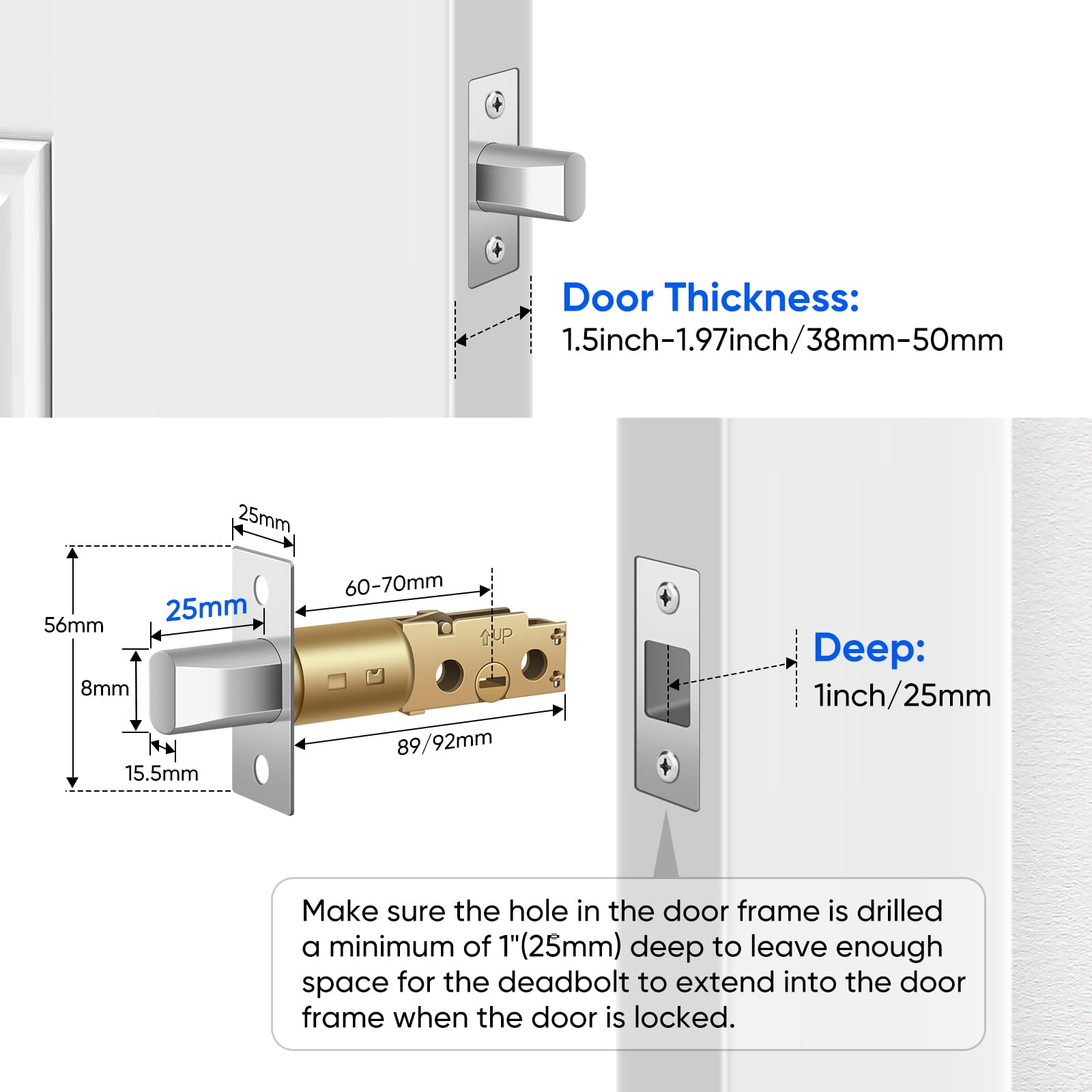 Mypin Fingerprint Smart Door Lock, Keyless Entry Door Lock Deadbolt, Electronic Biometric Door Lock With Phone/Watch App Control, Auto Lock With Touchscreen Keypad For Bedroom, Front Door, 7 Ways To Unlock