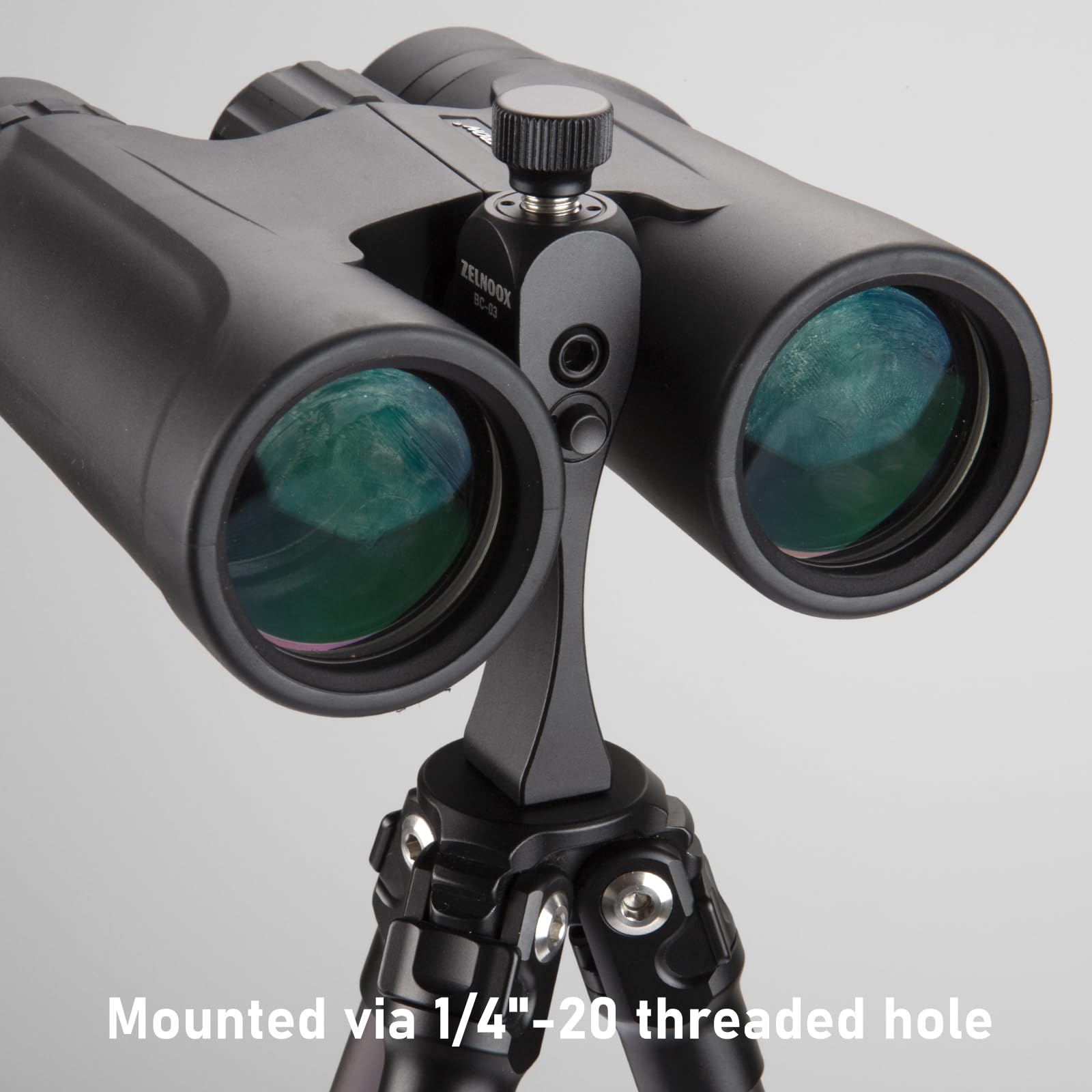 Zelnoox Binocular Tripod Adapter - Arca Rail Quick Release, Anti-Drop Design, 1/4" Threading, Compatible With 7X35 To 30X60 Binoculars, Cnc Aluminum Alloy Mount For Outdoor Activities