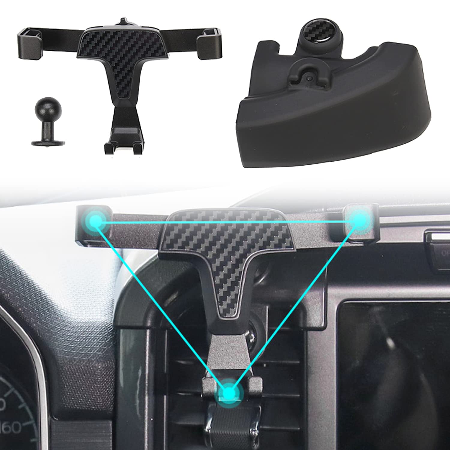 Itrims Car Phone Holder For Ford F-150 F150 Dashboard Mount Cell Phone Cradle Universal Compatible With Most Smartphones Carbon Fiber