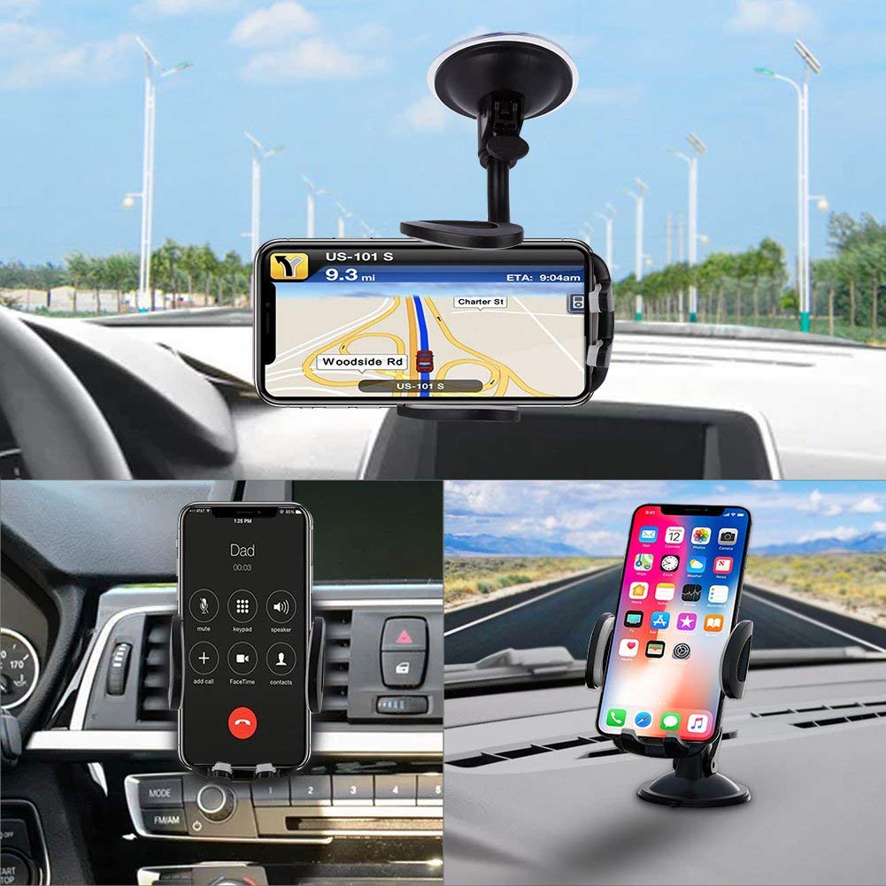 Vansky Car Phone Holder Mount, 3-In-1 Universal Cell Phone Holder Car Air Vent Holder Dashboard Mount Windshield Mount Fit For Iphone 16 15 14 13 Pro Max, Samsung S24 S23 Lg Sony And More