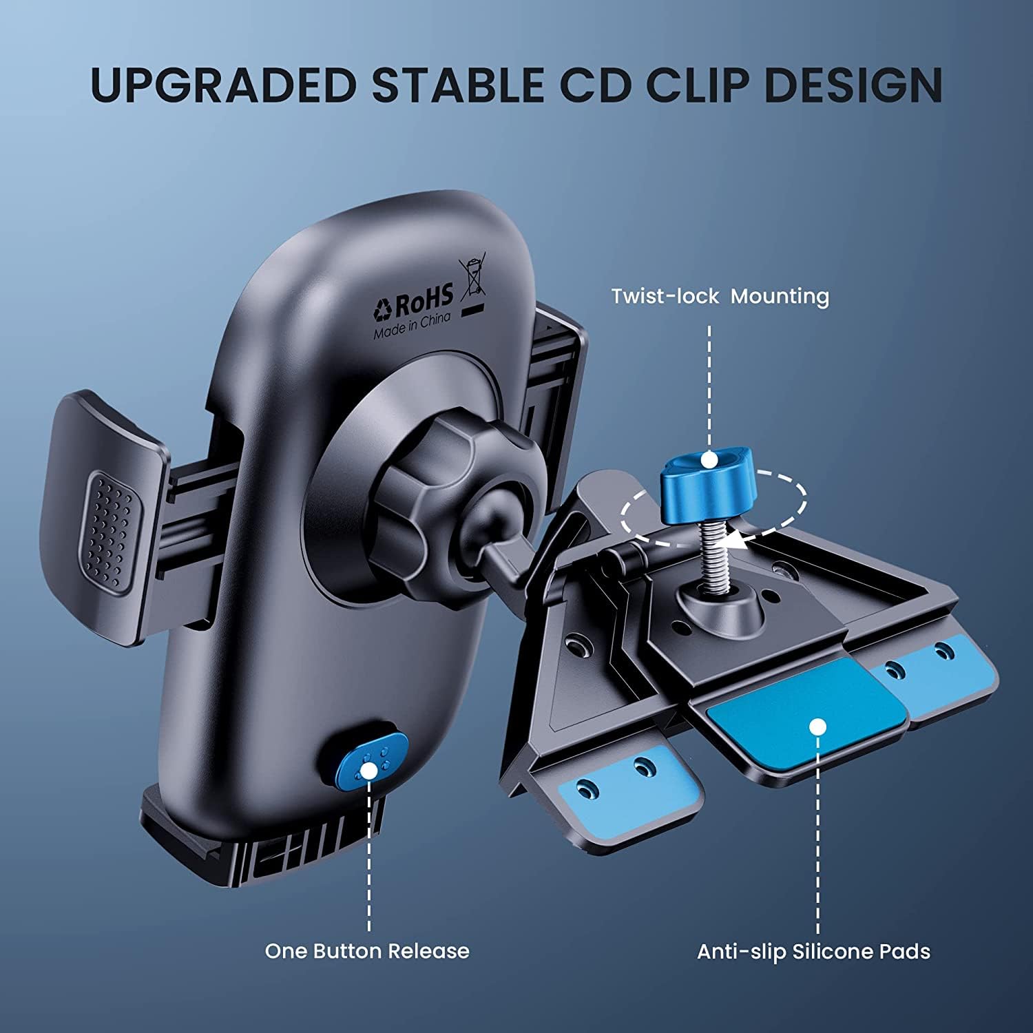 Ticilfo Phone Mount For Car Phone Holder Mount  Metal Cd Slot Phone Holder Car Cell Phone Holder Thick Cases Friendly Iphone Holder For Car Mount For Cd Player Fit For All Iphone Smartphone