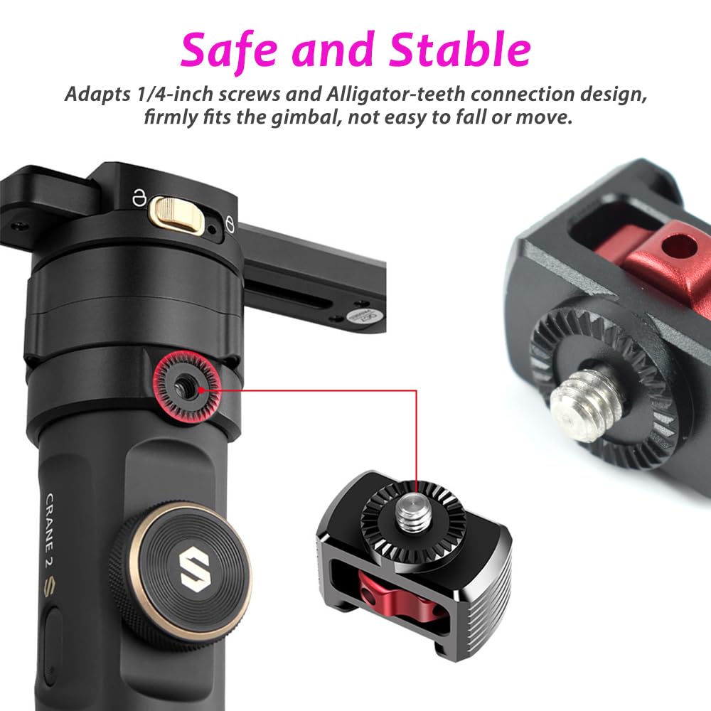 Akeipho Side Mounting Adapter For Zhiyun Weebill S Crane 2/3, Gimbal Extension Plate With Cold Shoe Mount 1/4" Screw Holes For Video Light, Microphone, Monitor