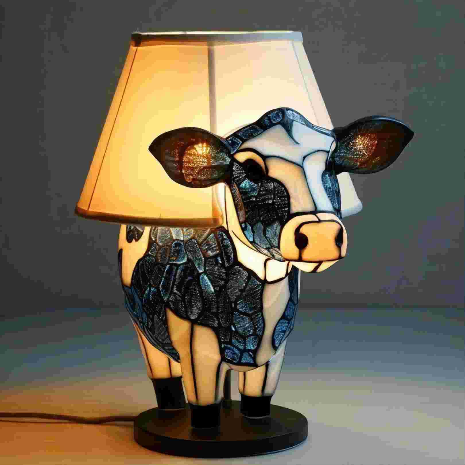 Desniltol Cow Lamp, 3D Animal Table Lamp, Cute Highland Cow Bedside Lamp, Energy-Saving Portable Animal Table Lamp, Cow Night Light With Usb Ports Suitable For Living Room, Bedroom, Home Office