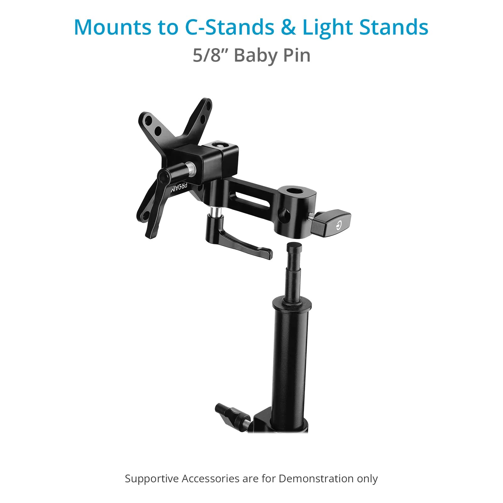 Proaim Monitor Mount With 5/8" Baby Spigot. For C-Stands & Light Stands. 270° Pan, ±45° Tilt Adjustments. Payload Up To 30Kg /66Lb (P-Bmmt-01)