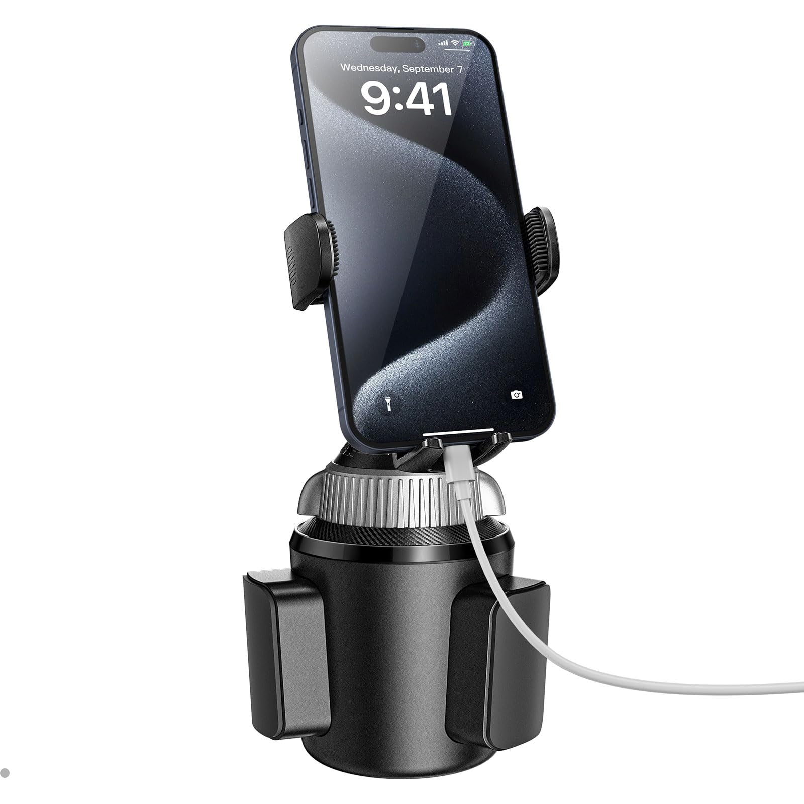 Apps2Car Solid Cup Phone Mount For Car Cup Truck With Quick Extension Long Arm Fast Swivel Adjustable Height 360 Rotatable Low Profile For Iphones